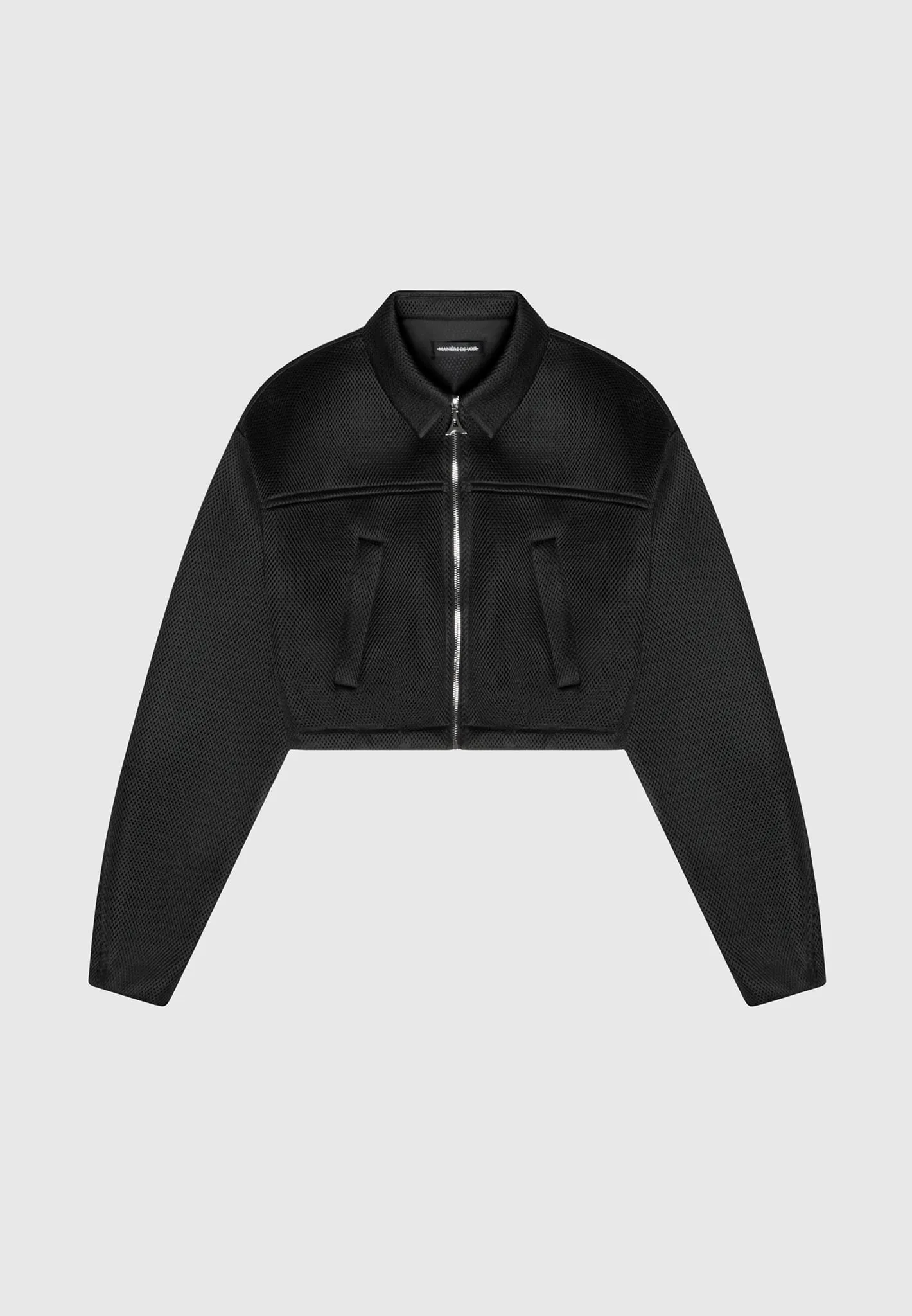 Mesh Bomber Jacket - Black