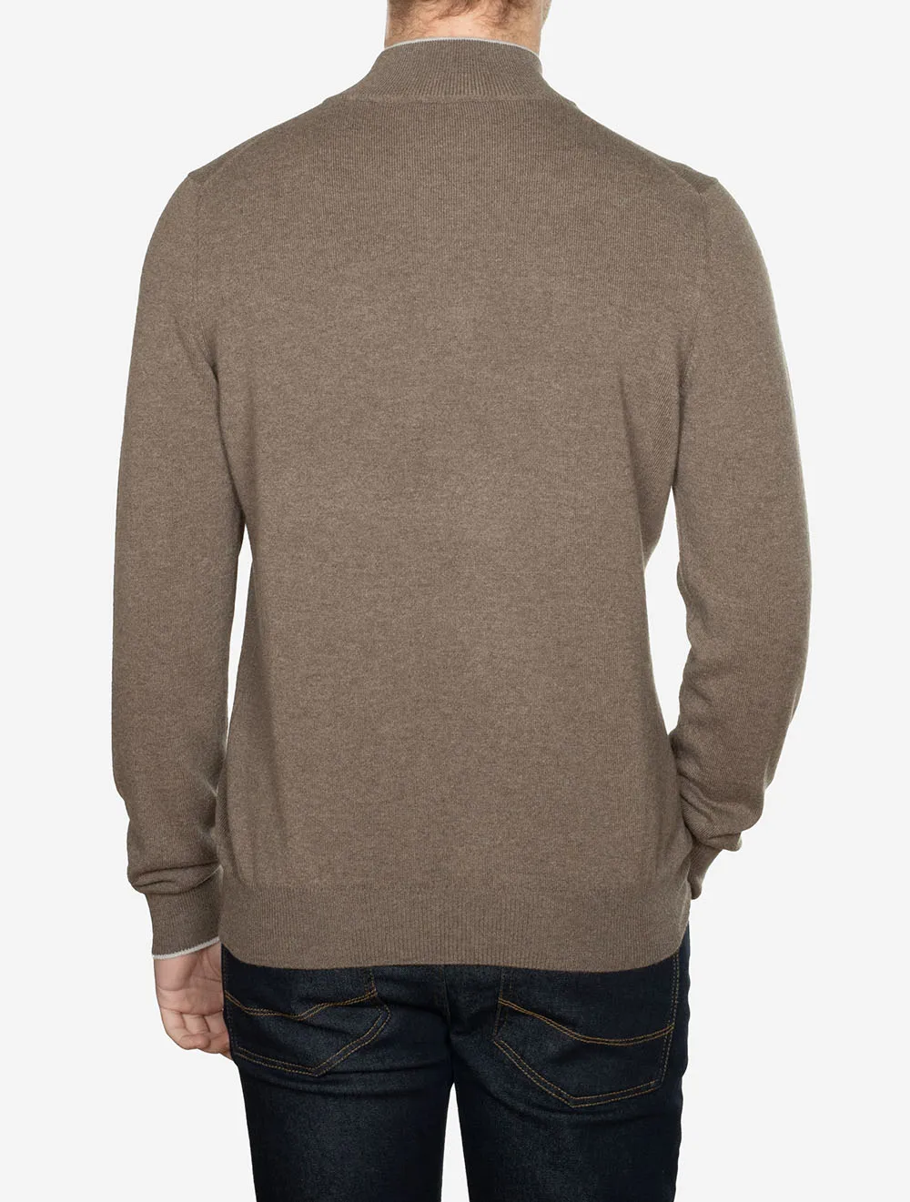 Mock Zip Alcantara Knitwear Brown