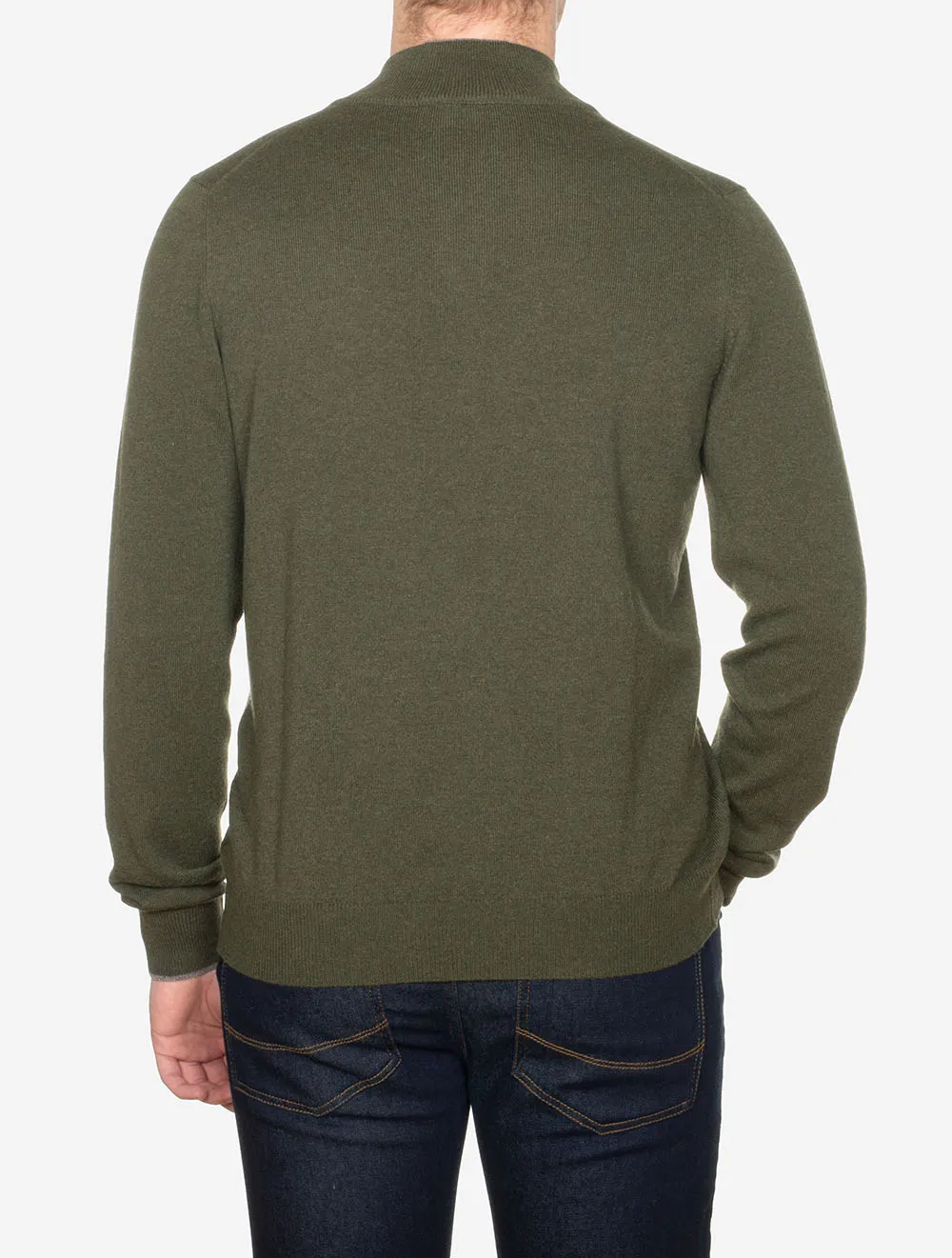 Mock Zip Alcantara Knitwear Green