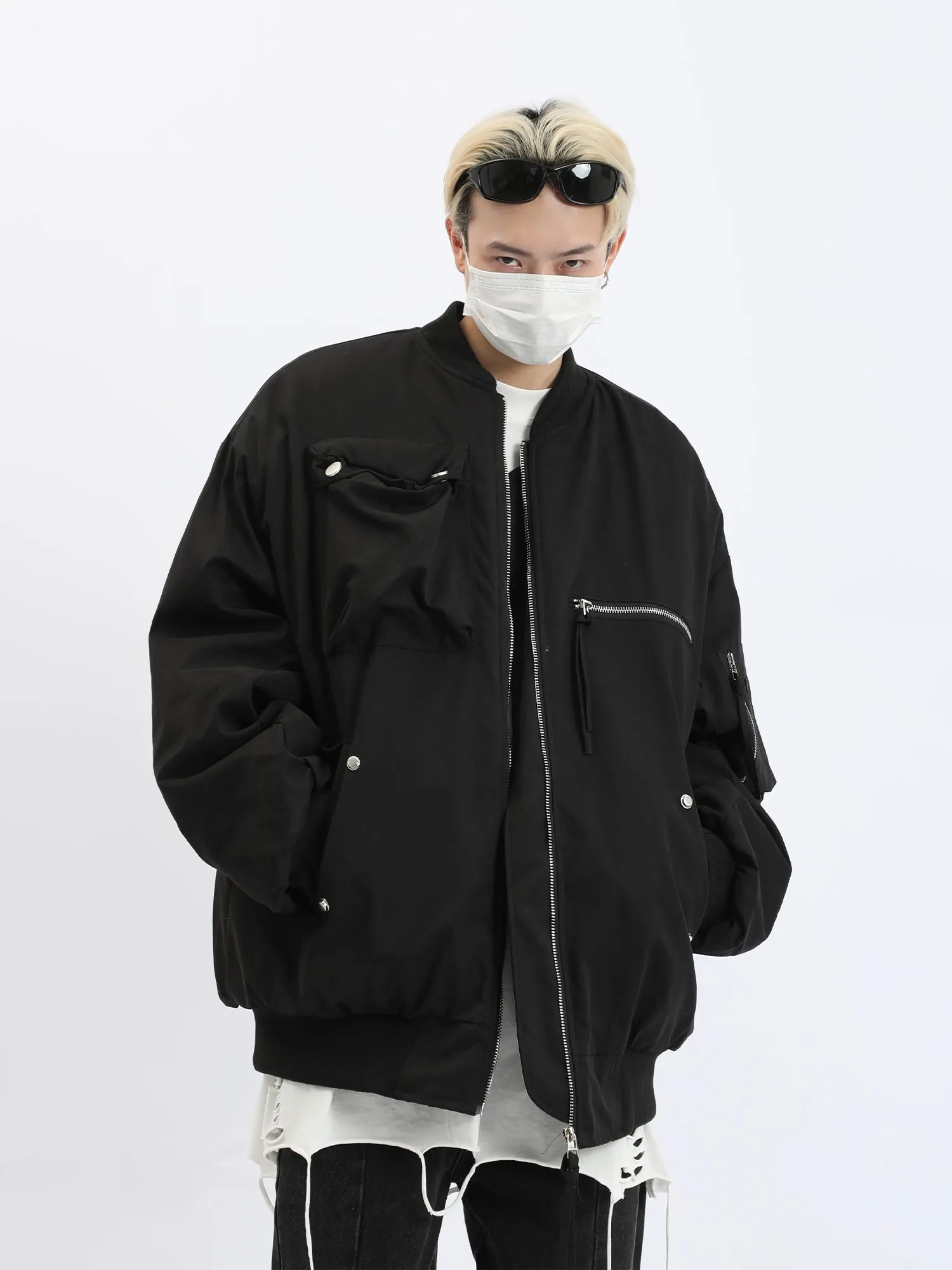 Multi Pocket Oversized Bomber Jacket