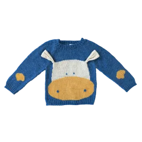 Nanay Cow Baby Alpaca Sweater in Blue