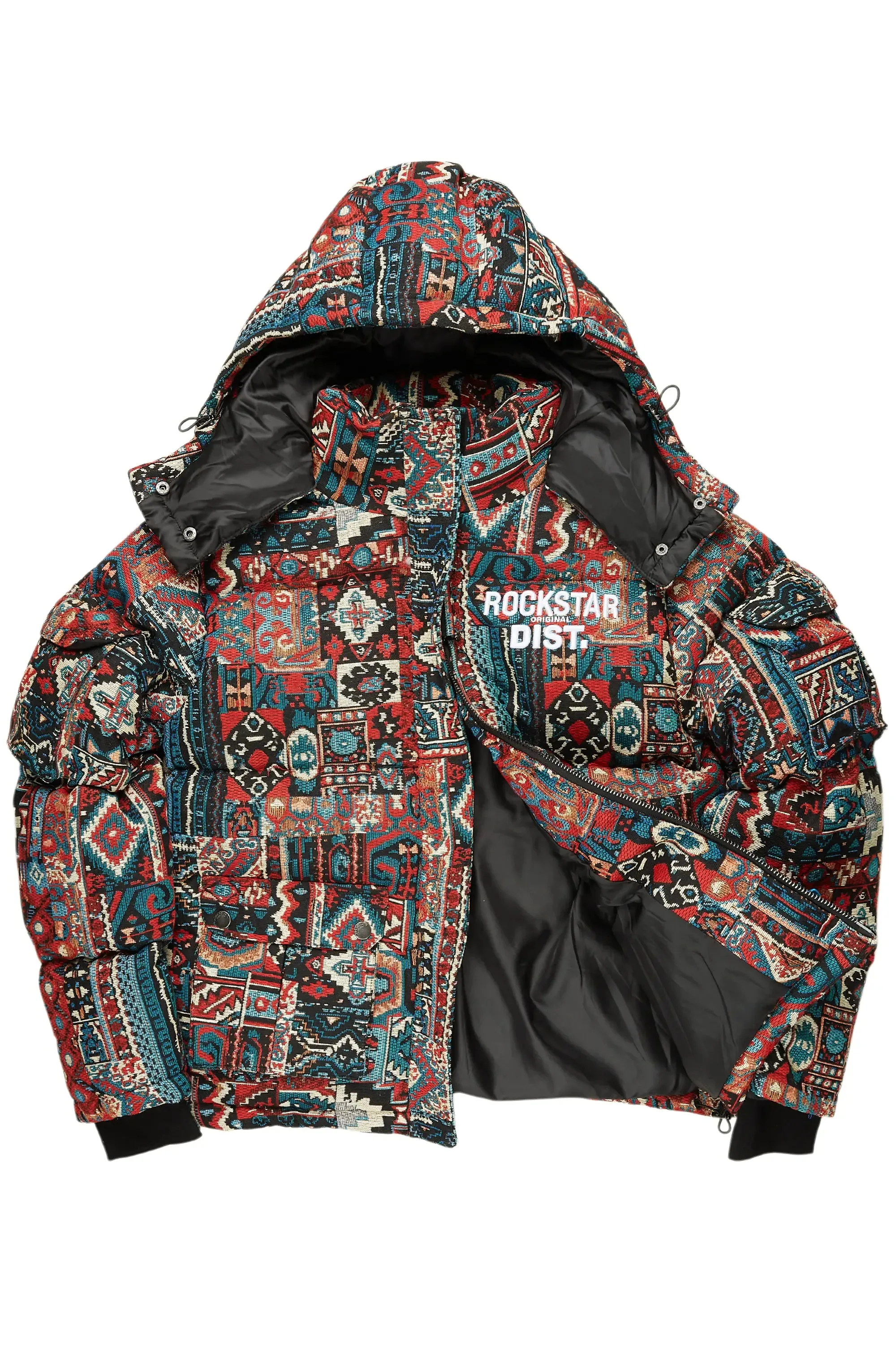 Nard Red Multi Tapestry Puffer Jacket