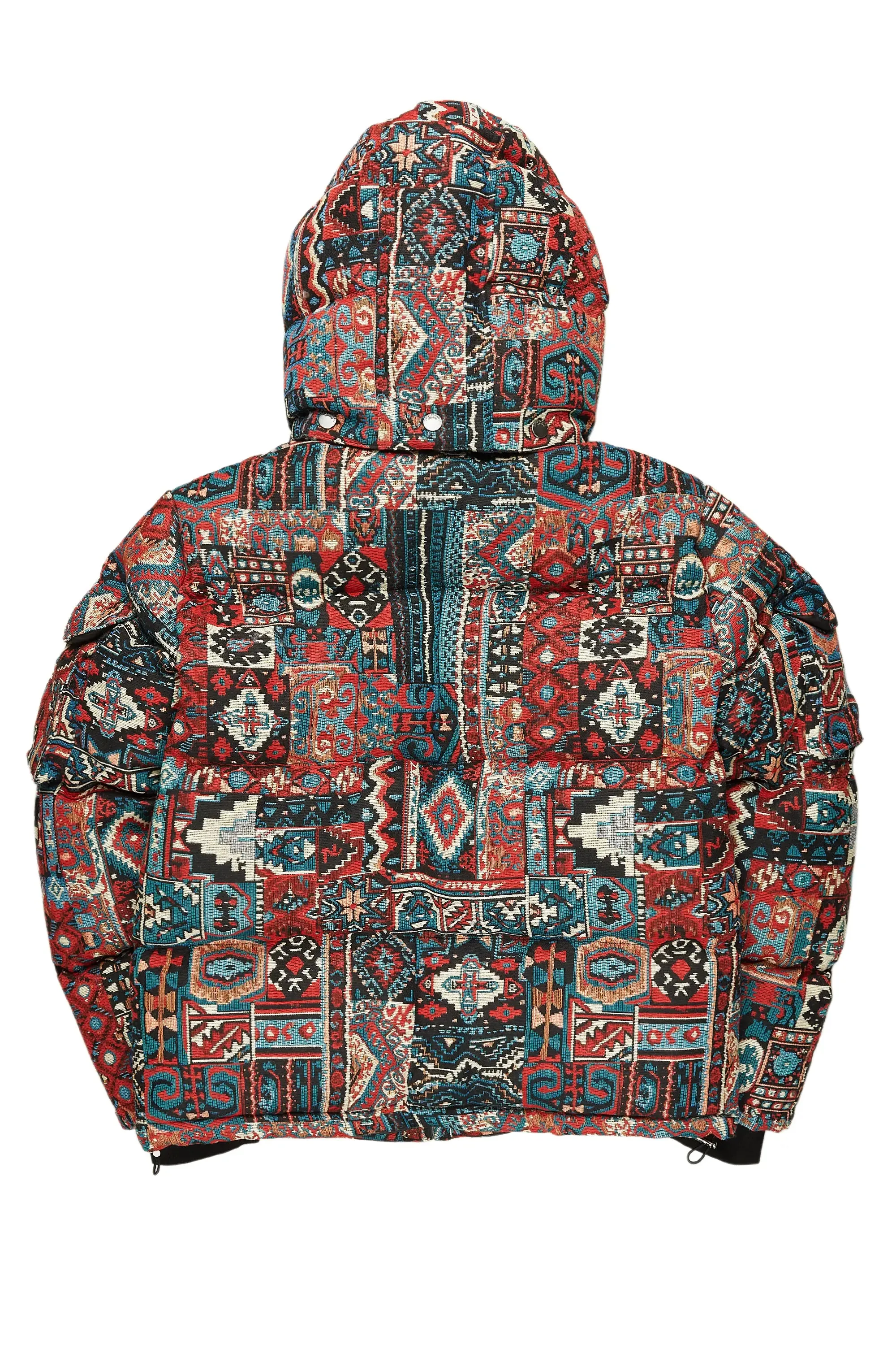 Nard Red Multi Tapestry Puffer Jacket