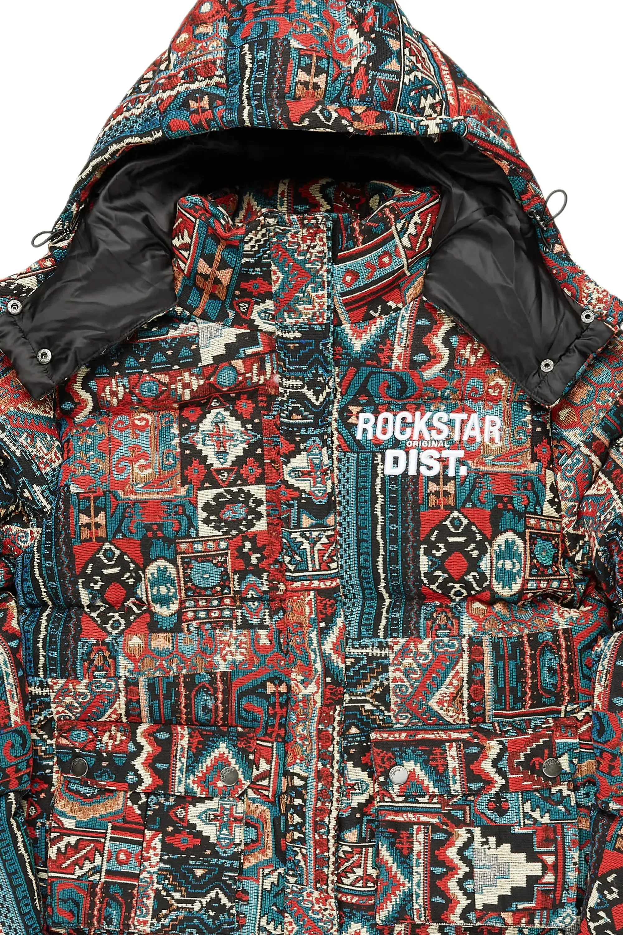 Nard Red Multi Tapestry Puffer Jacket