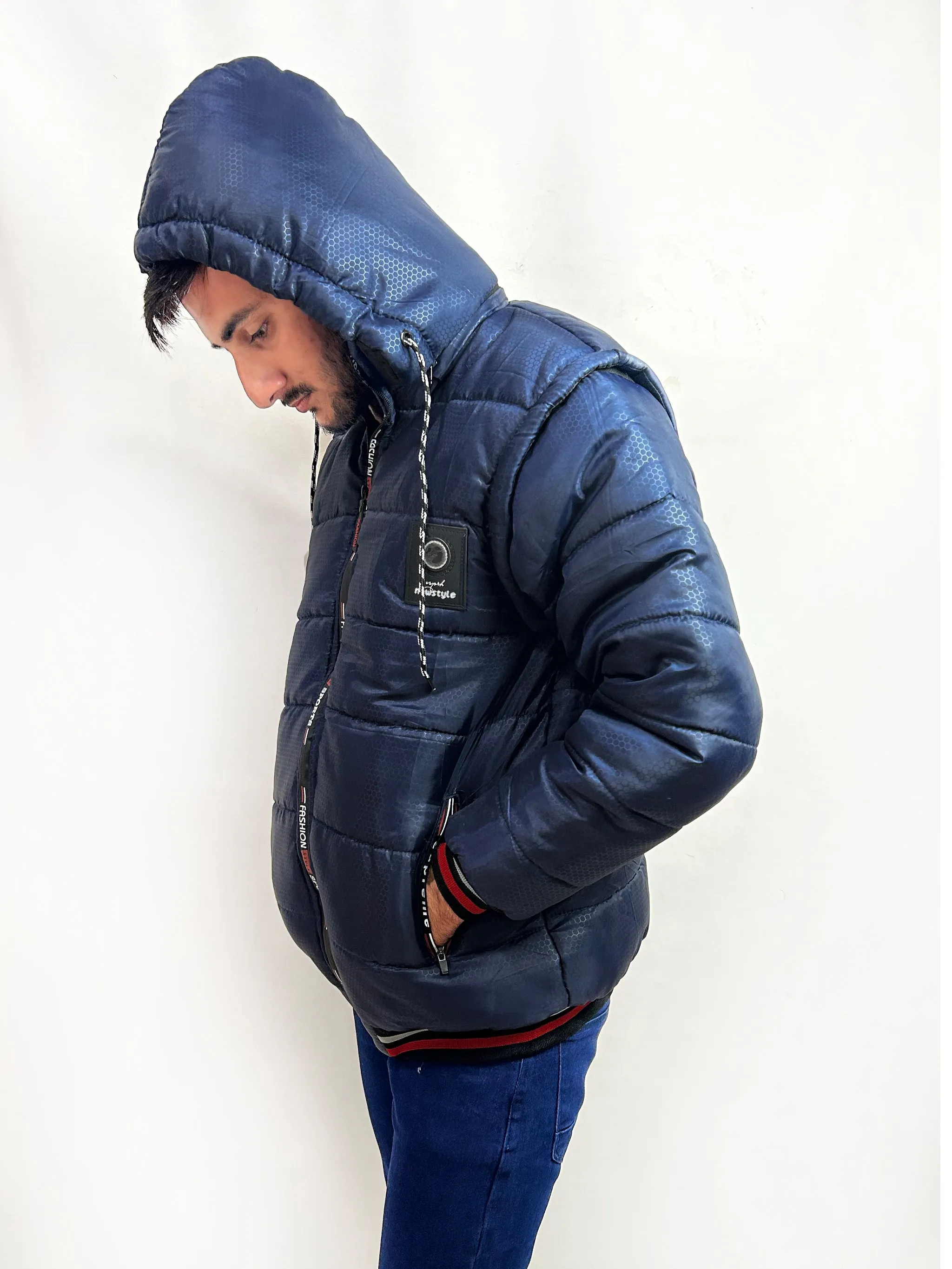 Navy Blue Puffer Jacket For Men MJ01