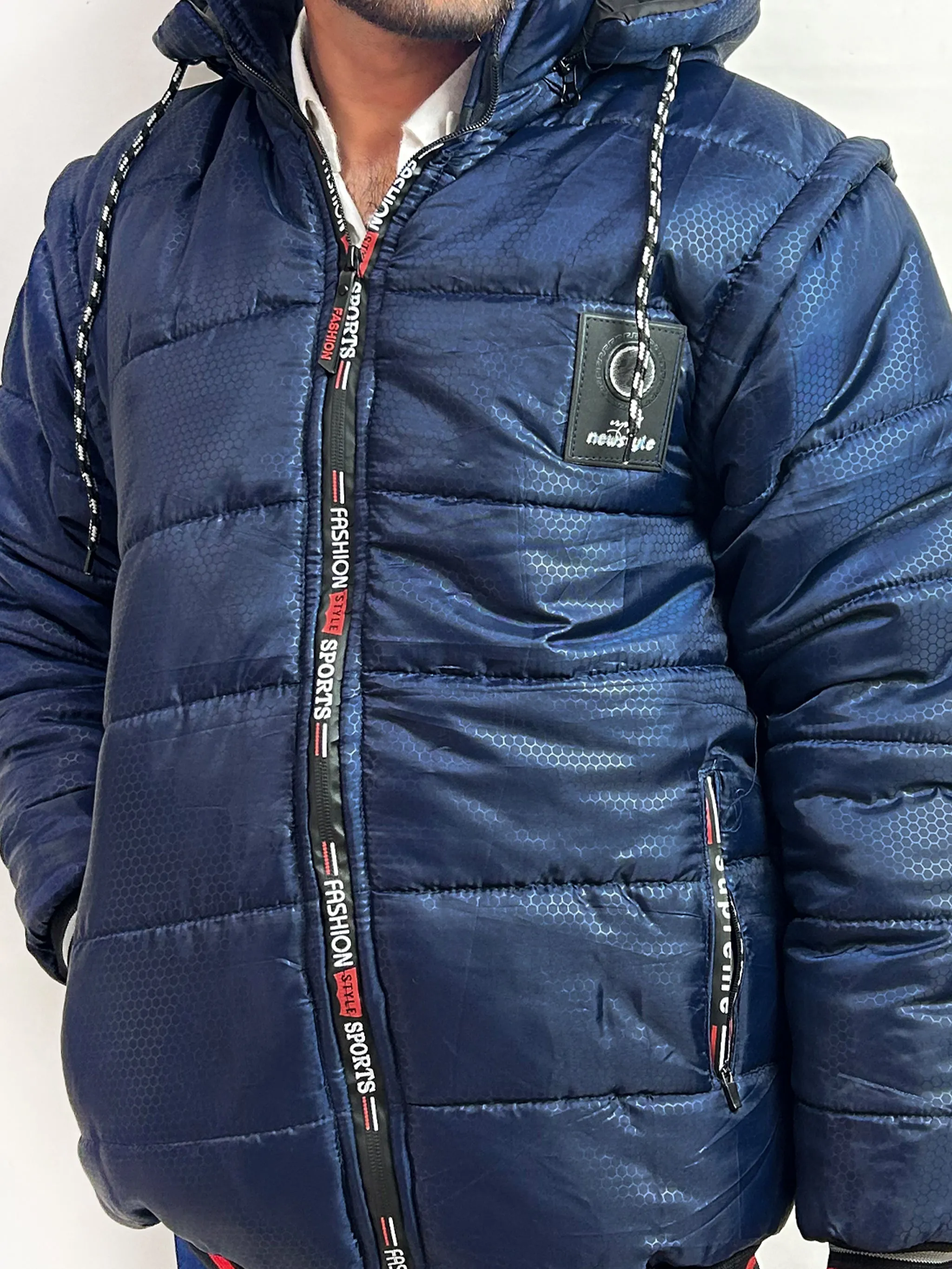 Navy Blue Puffer Jacket For Men MJ01