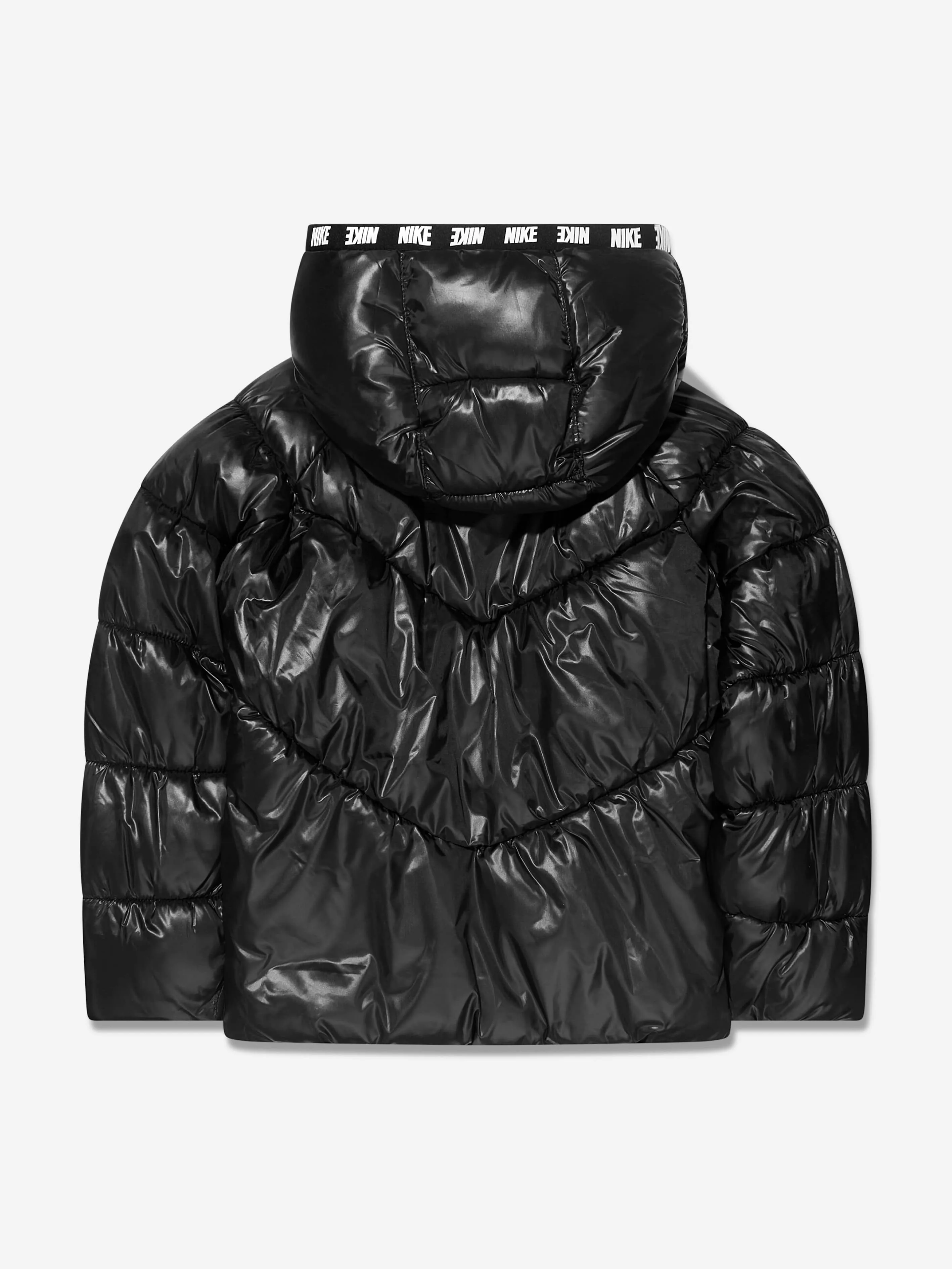 Nike Girls Chevron Cinched Puffer Jacket in Black