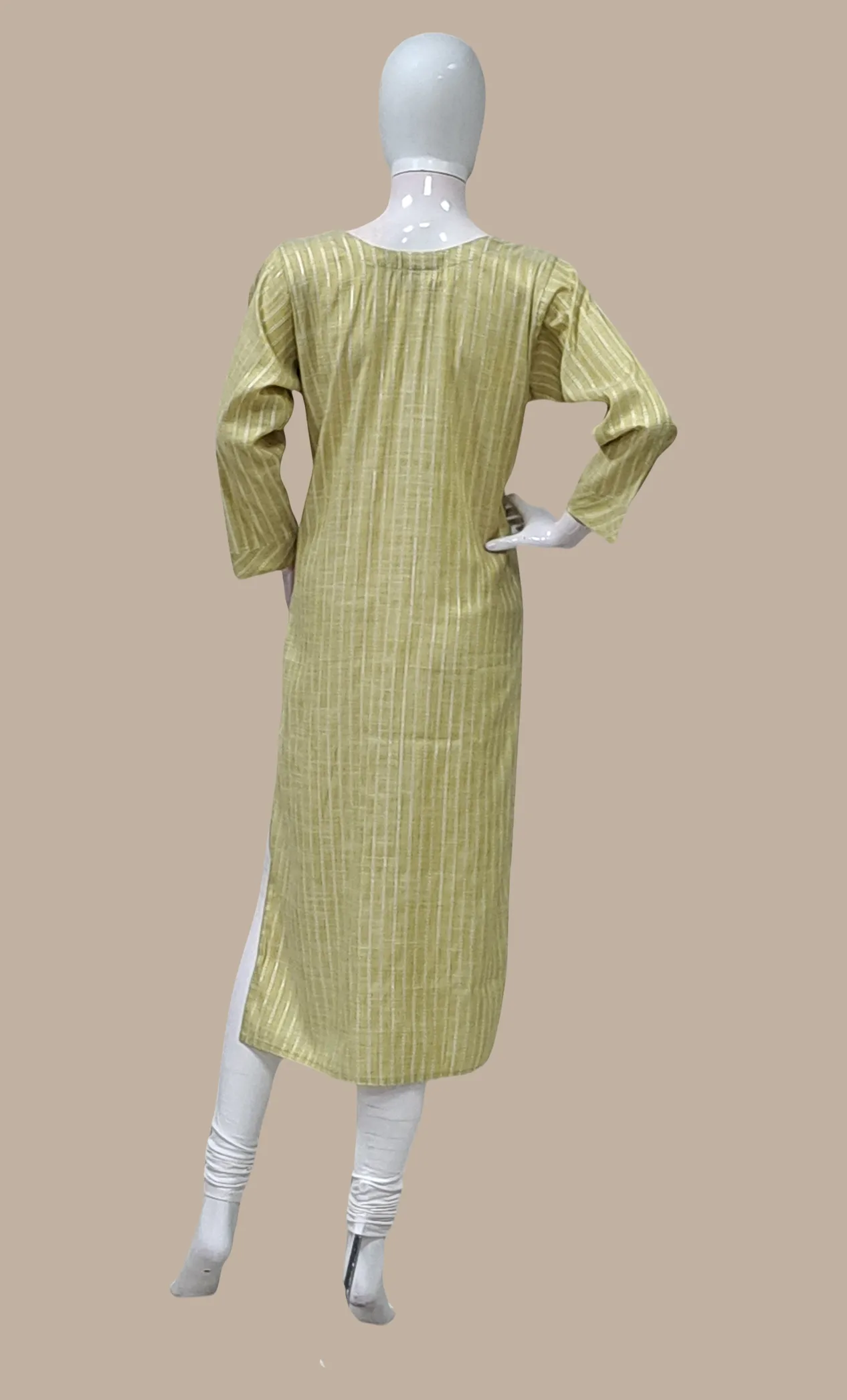 Olive Green Embroidered Kurti Top