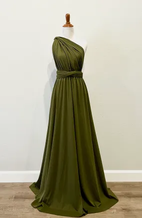 Olive Green Infinity Dress/ Wrap Convertible Bridesmaid Dress-S129