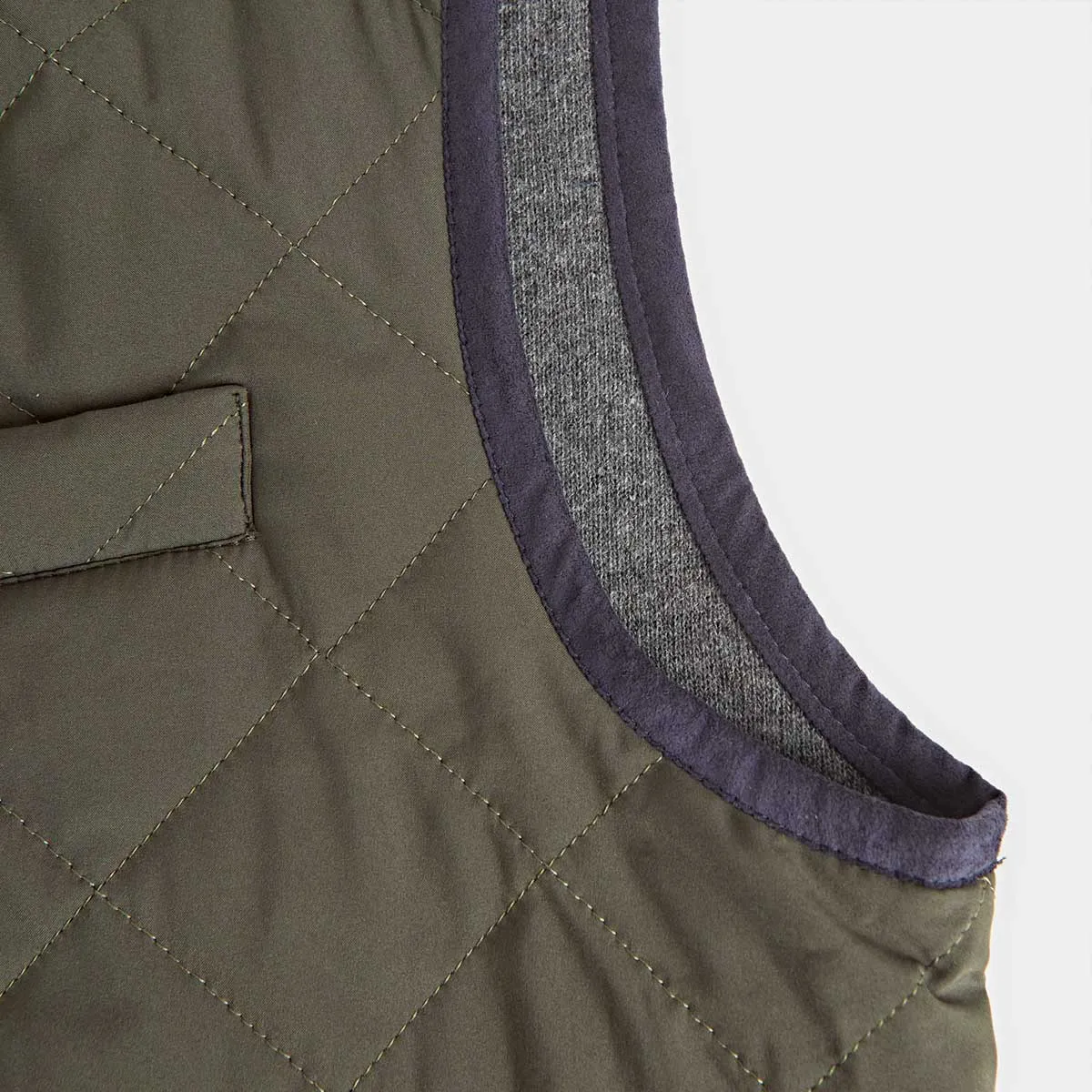 Olive Quilted Gilet with Navy Knitted Back