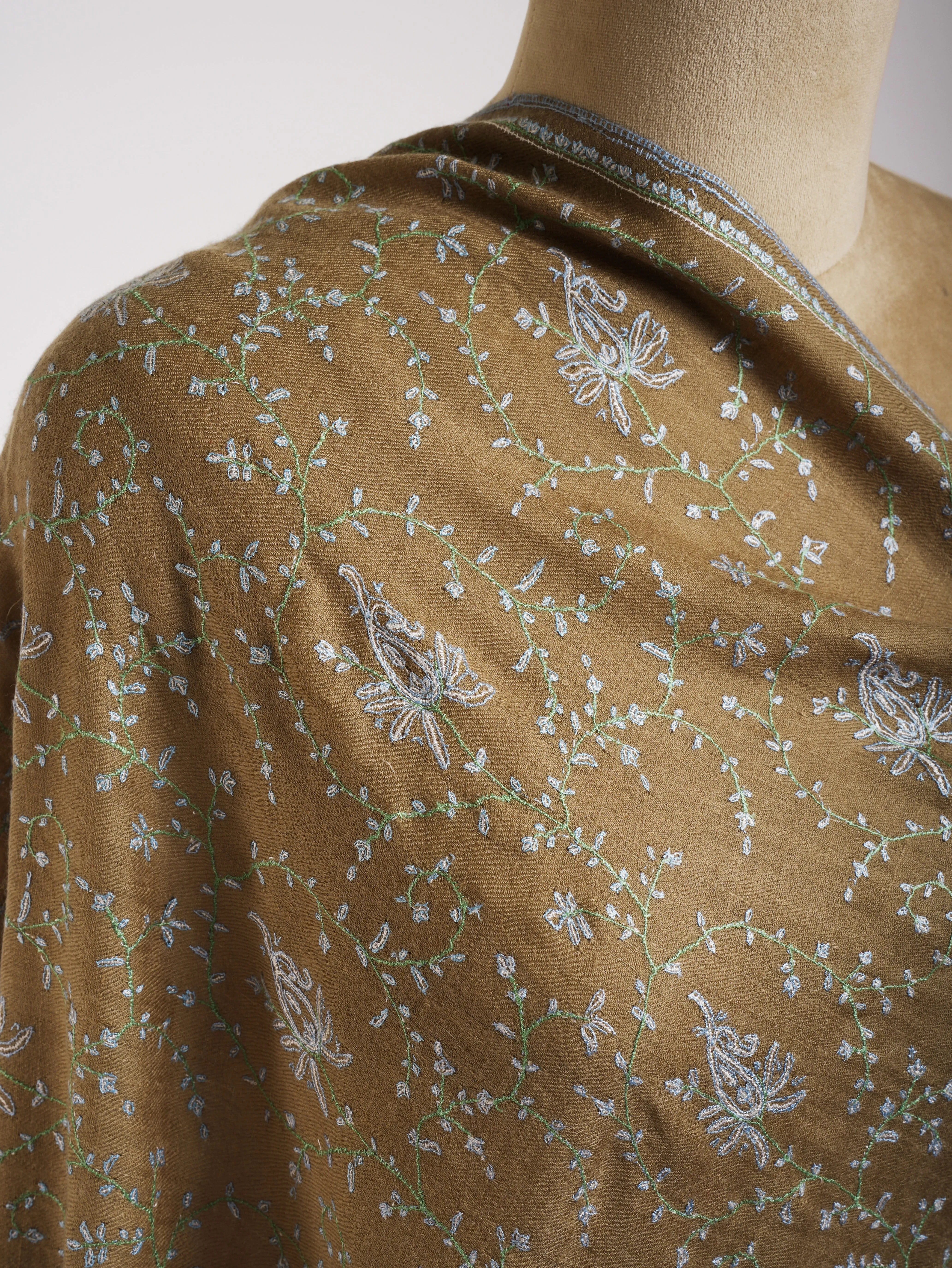 Ombre Hand Sozni Embroidered Pashmina Shawl.