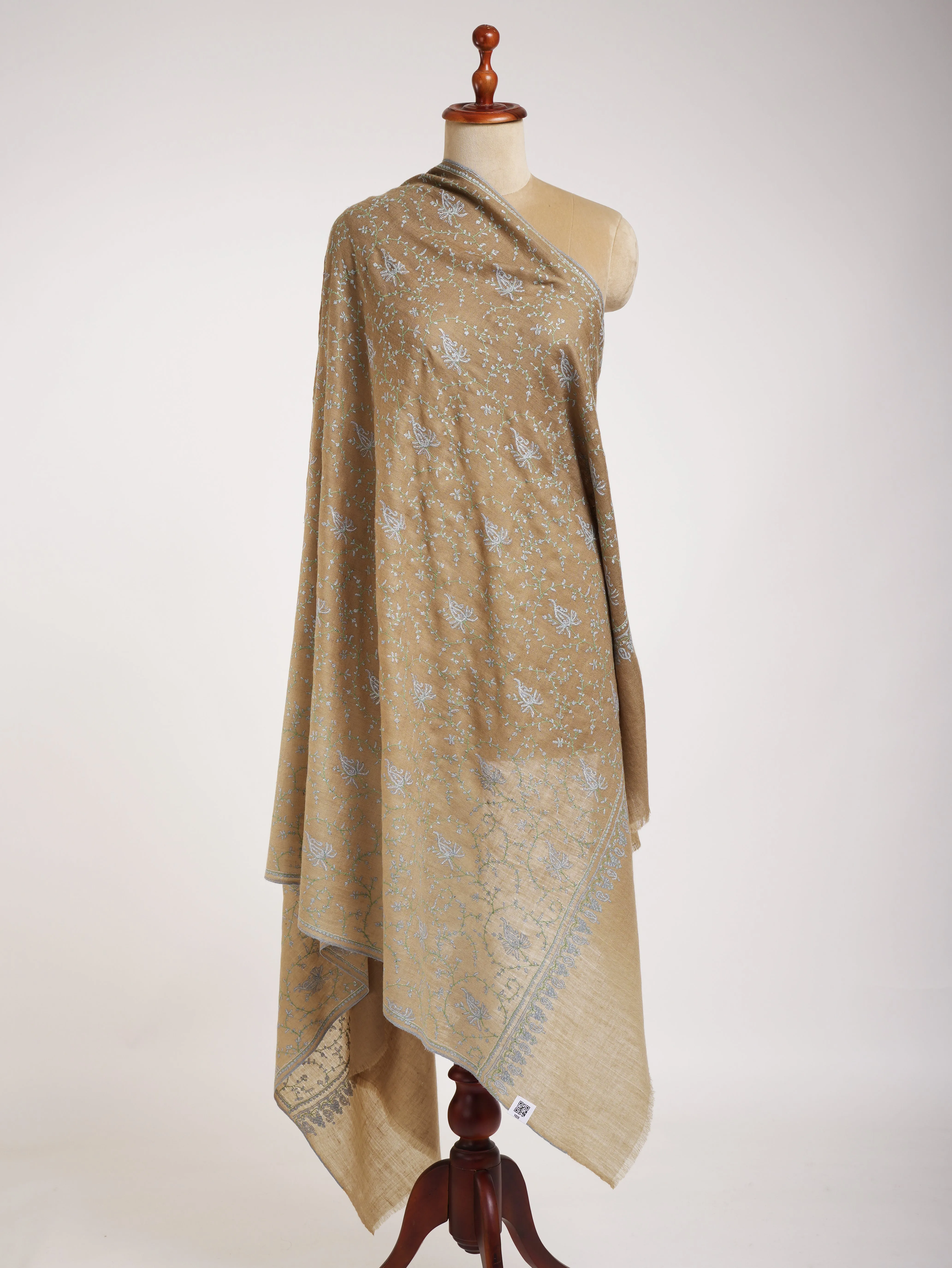 Ombre Hand Sozni Embroidered Pashmina Shawl.