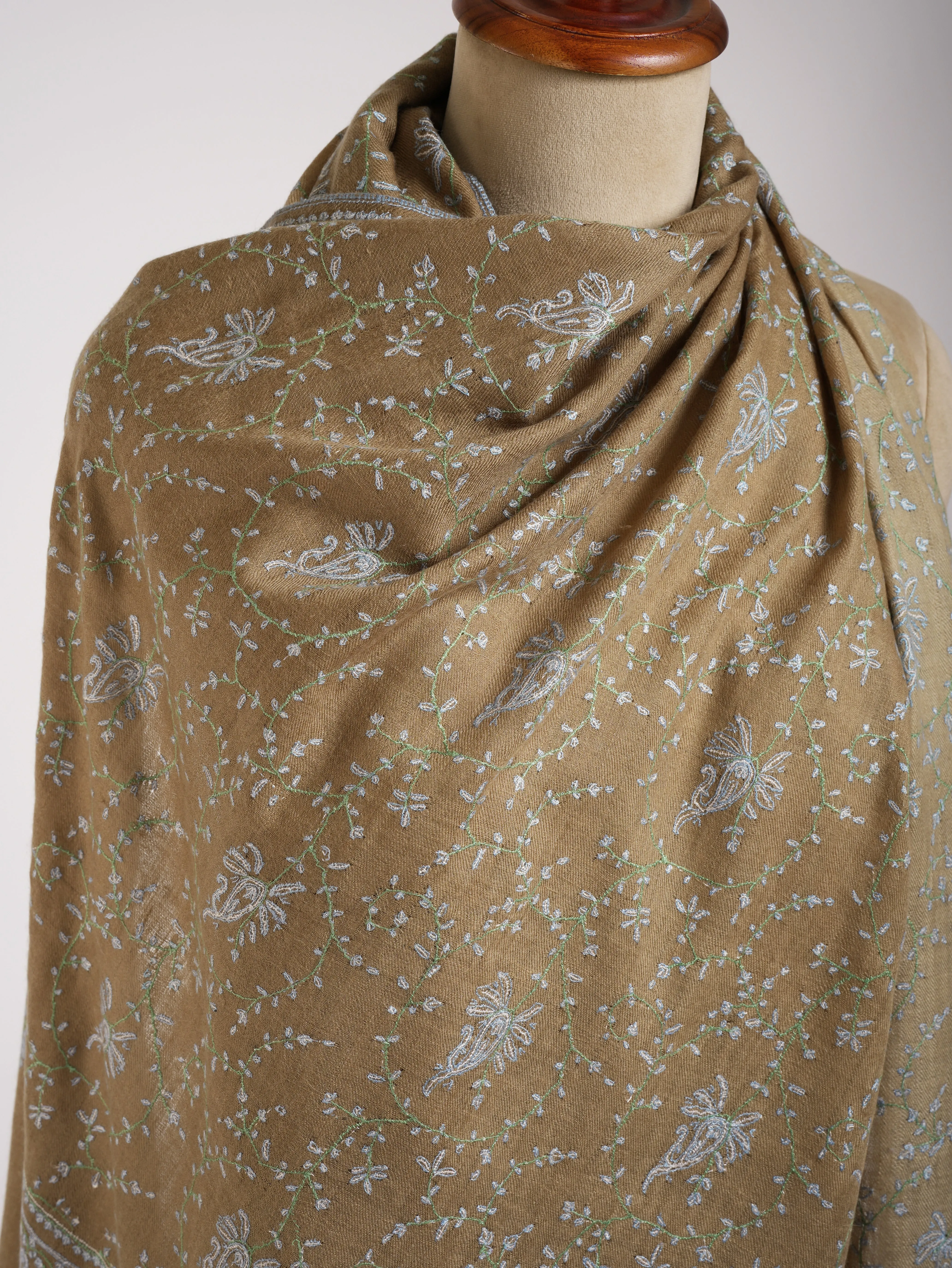 Ombre Hand Sozni Embroidered Pashmina Shawl.