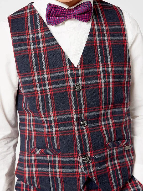 One Friday Blue Checks Waist Coat