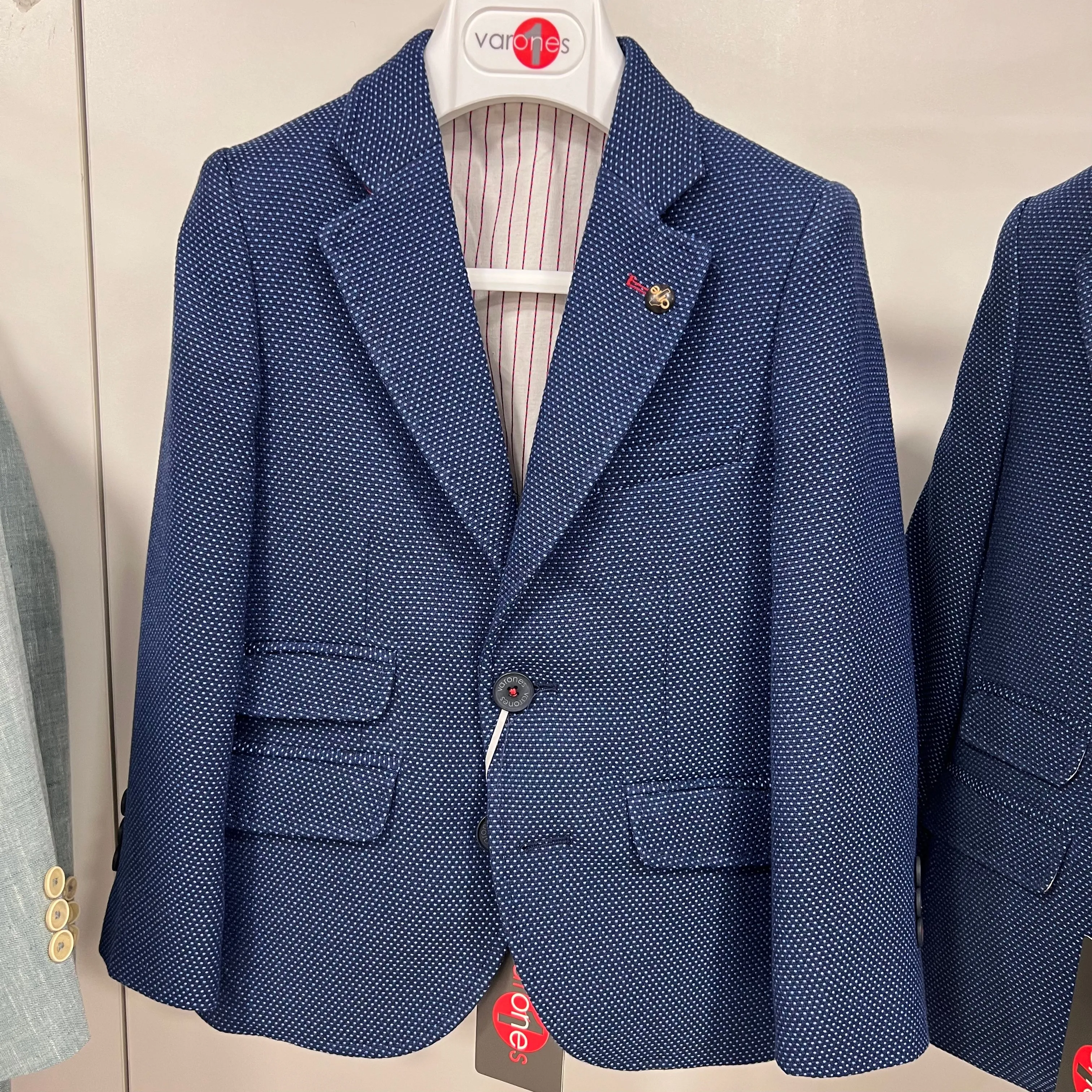 One Varones Boys Navy With Blue Dot Blazer