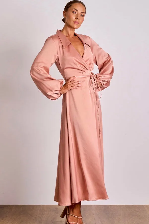 Pasduchas Mara Wrap Midi Dress - Nude