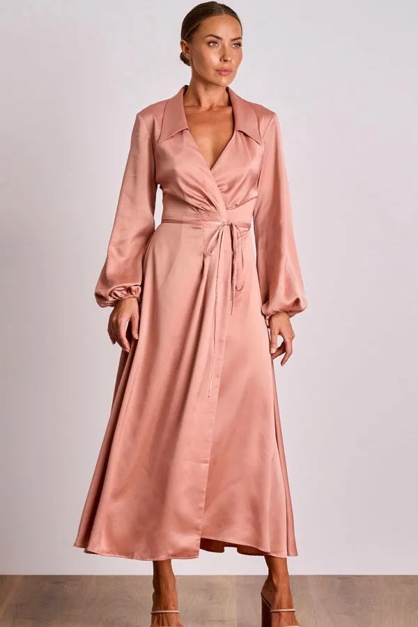 Pasduchas Mara Wrap Midi Dress - Nude