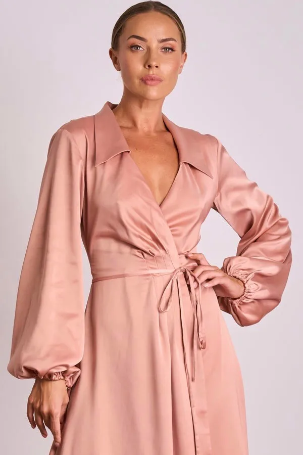 Pasduchas Mara Wrap Midi Dress - Nude