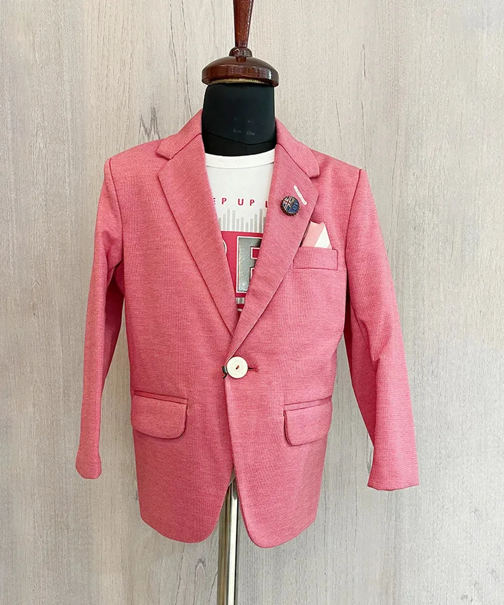 Pink Colored Blazer Set for Kid Boys