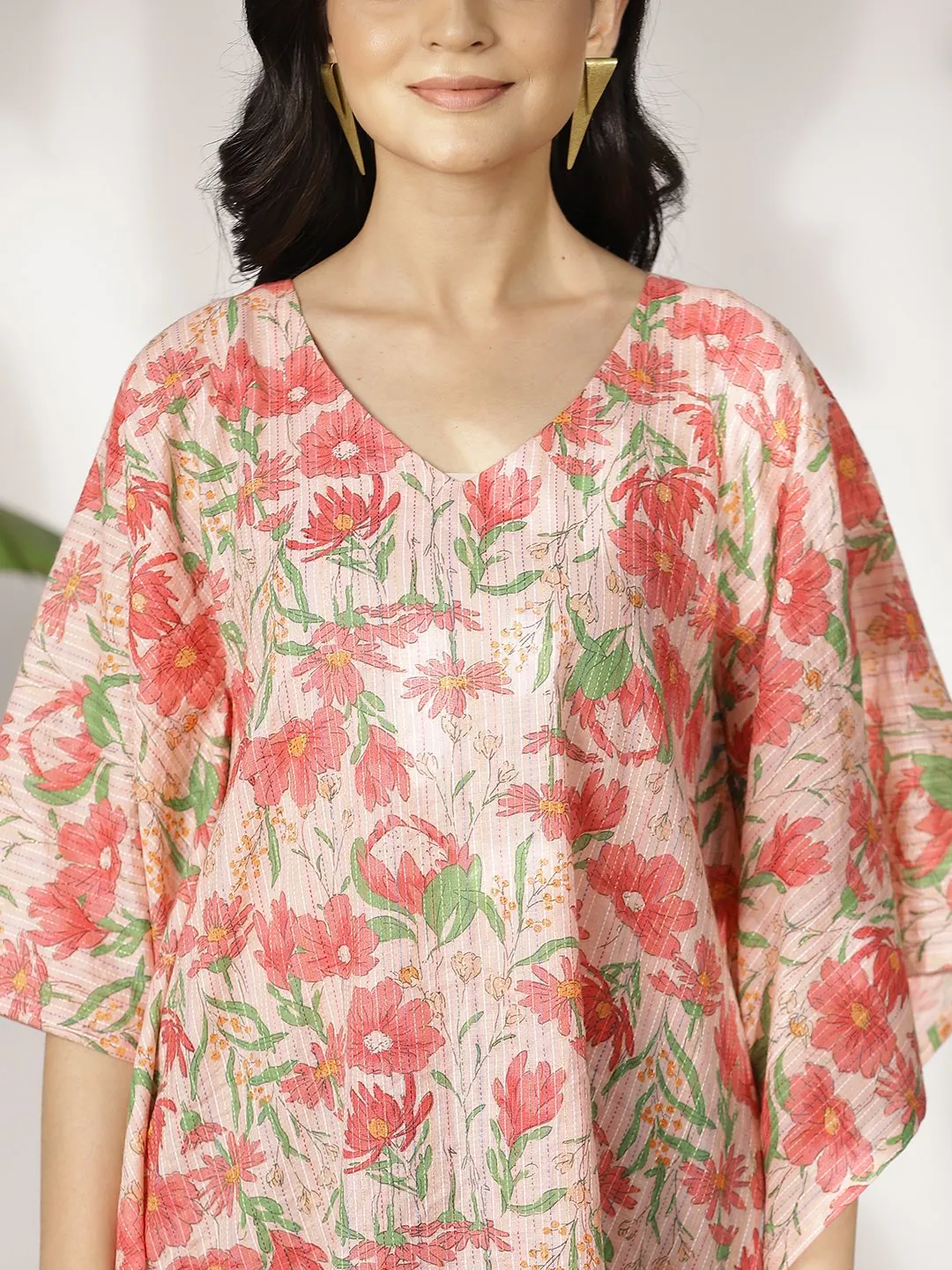 PinkFloral Cotton Kaftan