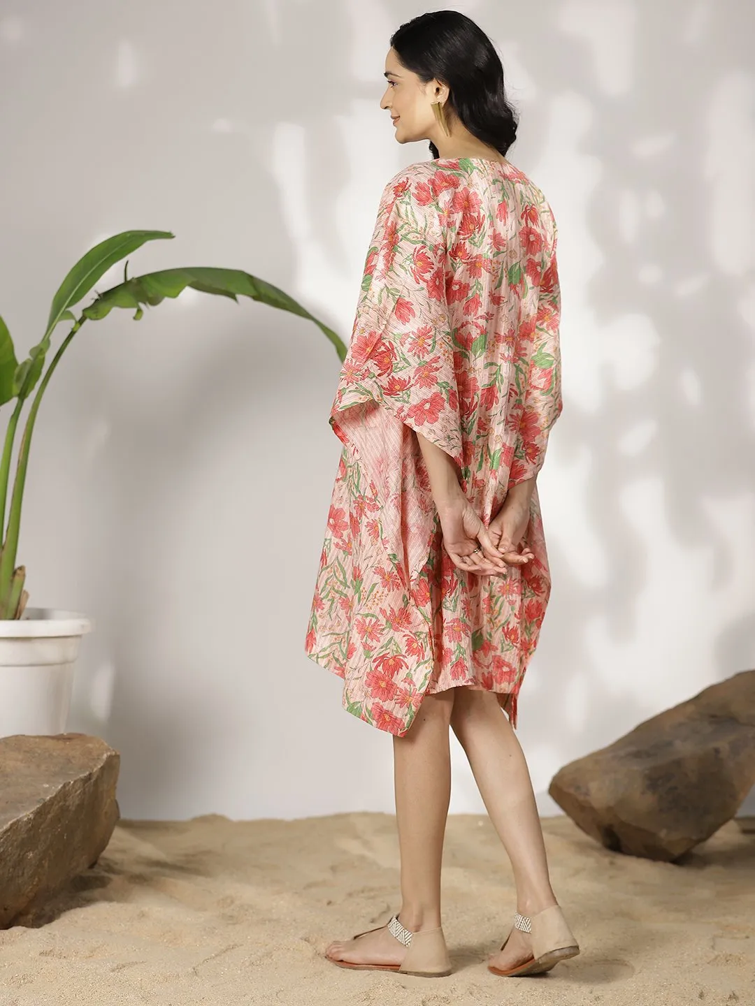 PinkFloral Cotton Kaftan