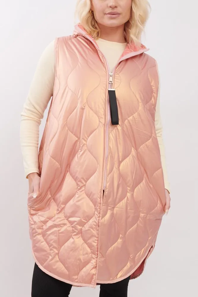 Plain Quilted Zip Up Side Pocket Gilet