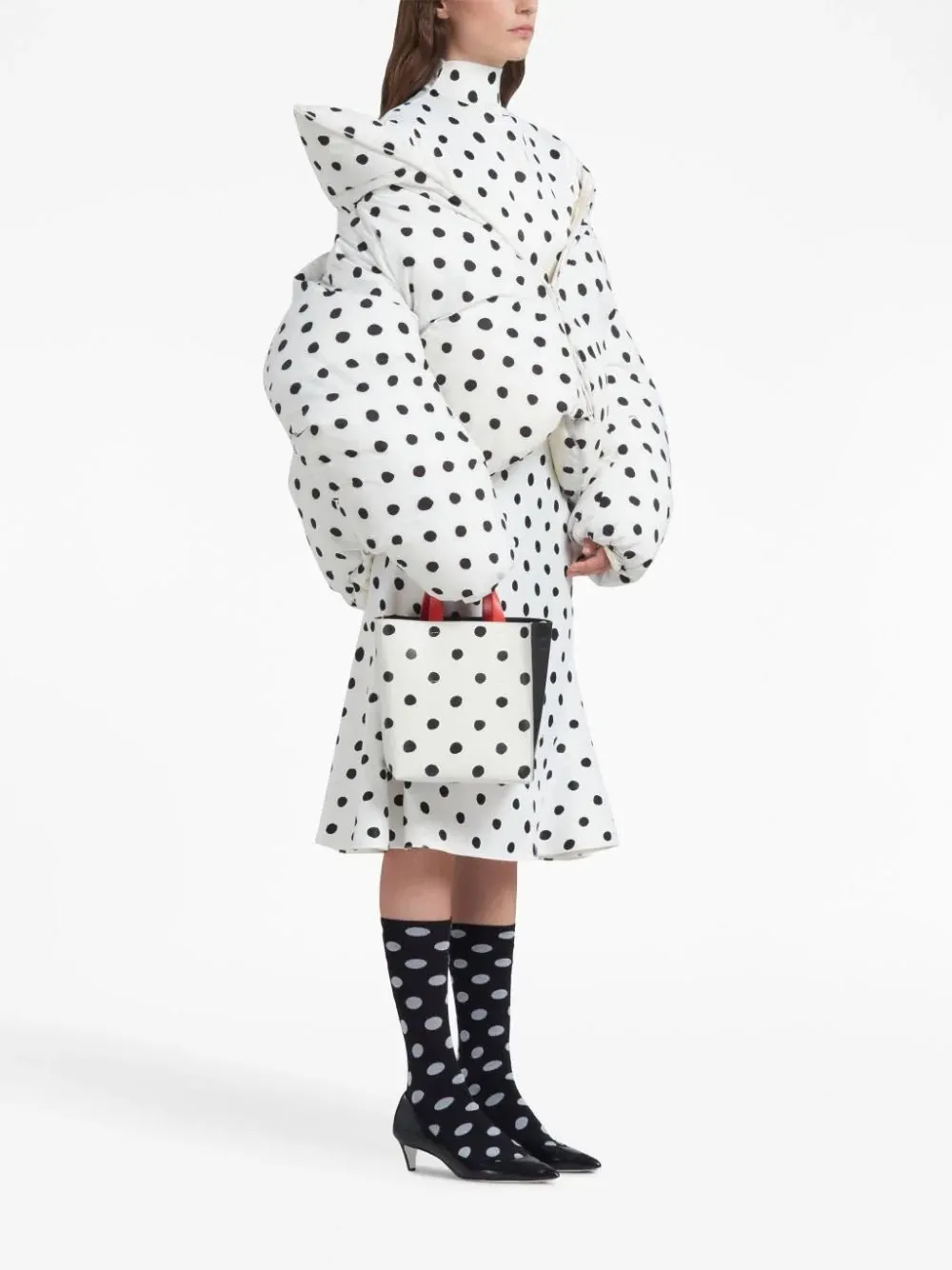 polka dot-print down jacket