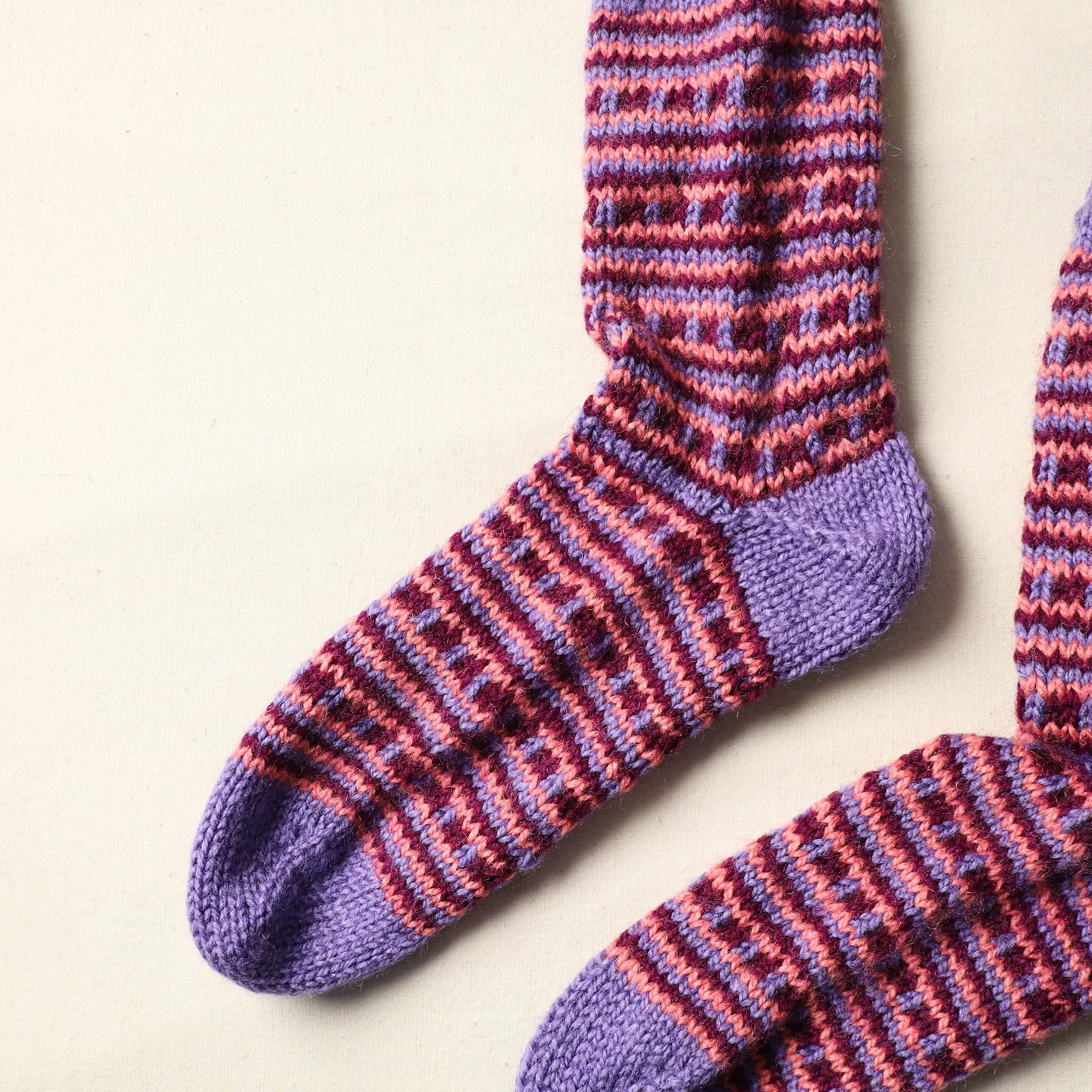 Purple - Kumaun Hand Knitted Woolen Socks (Adult) 49