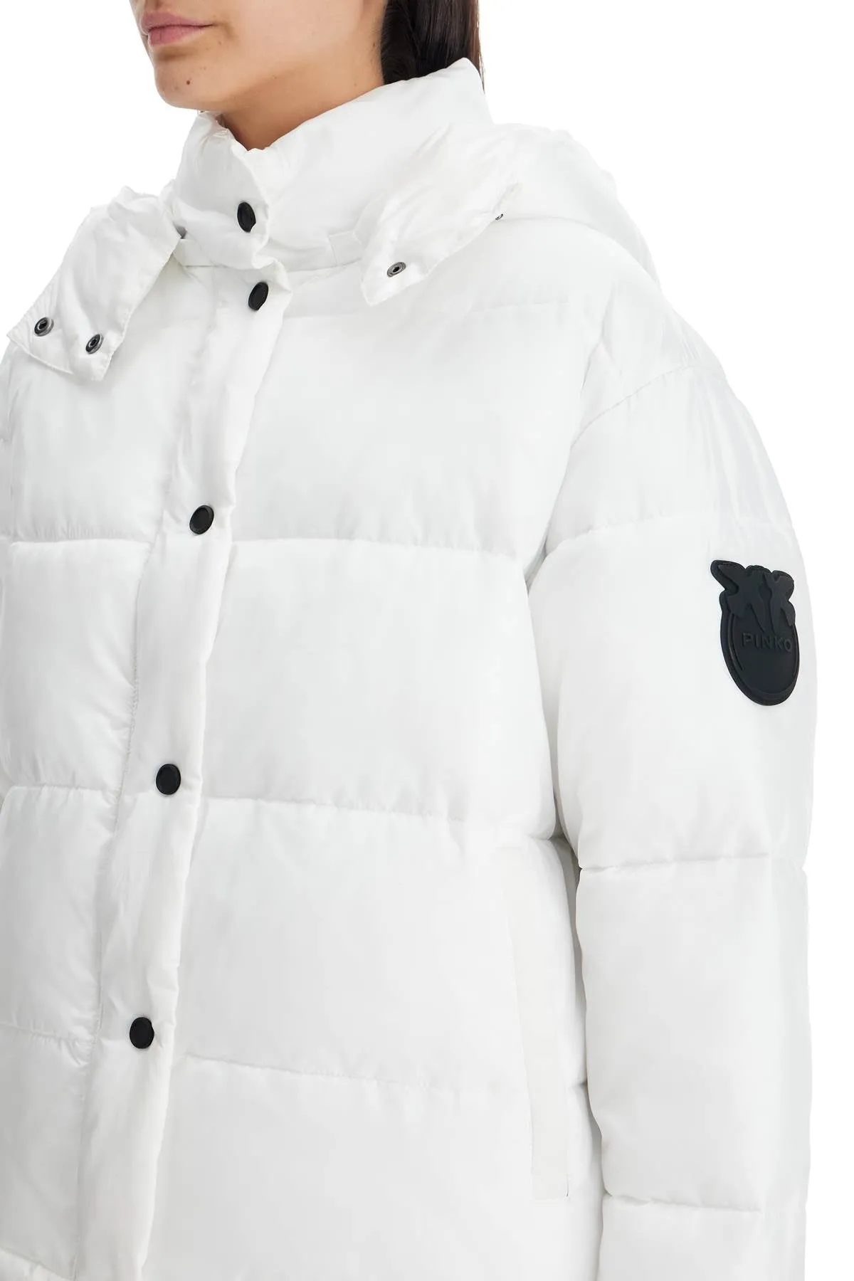 "down jacket with logo patch 103821 A1ZR BIANCO BRILL.