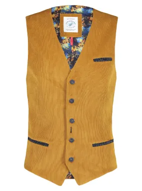 Rib fluweel gilet | A Fish Named Fred waistcoat rib mustard