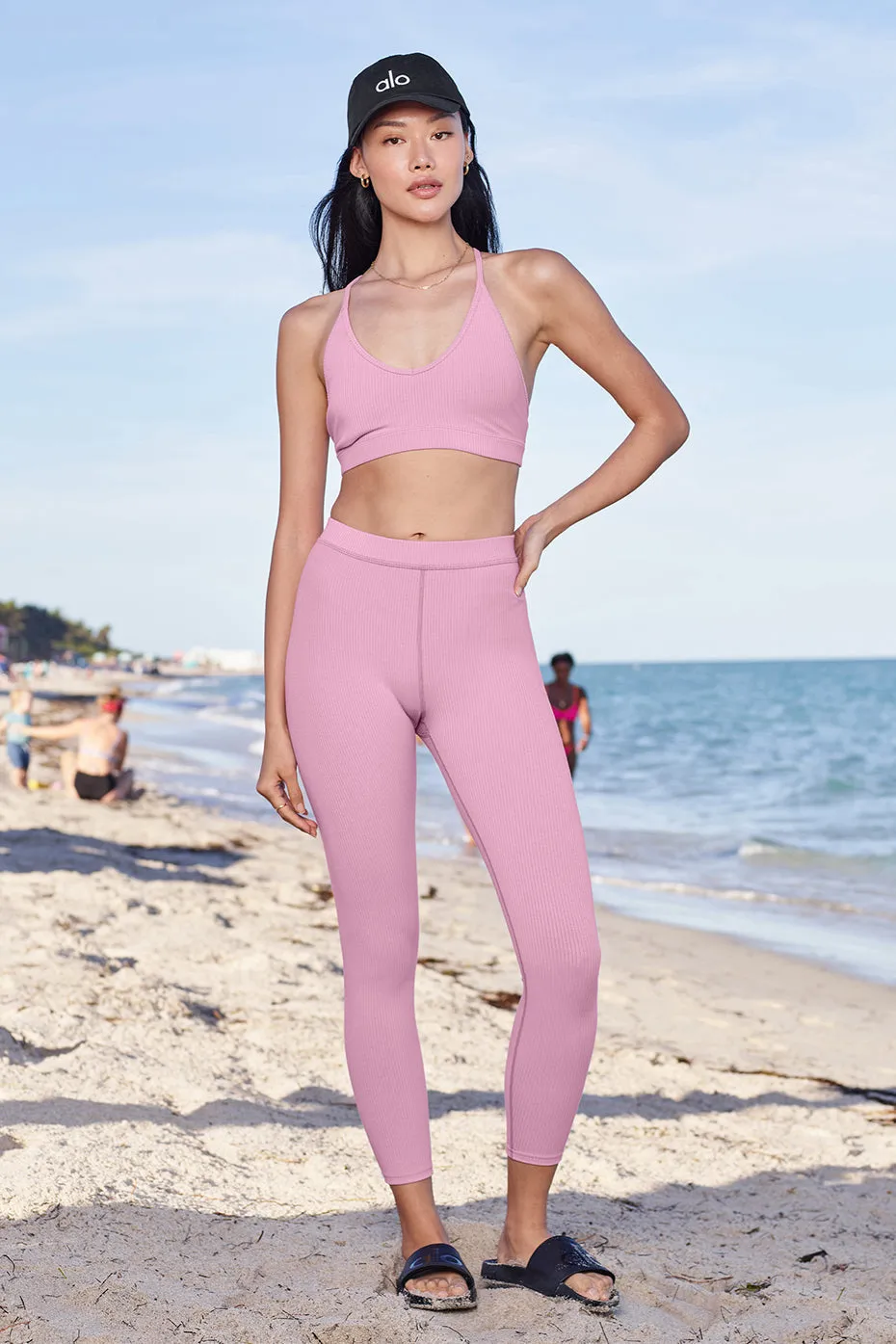 Ribbed High-Waist 7/8 Blissful Legging - Pink Lavender