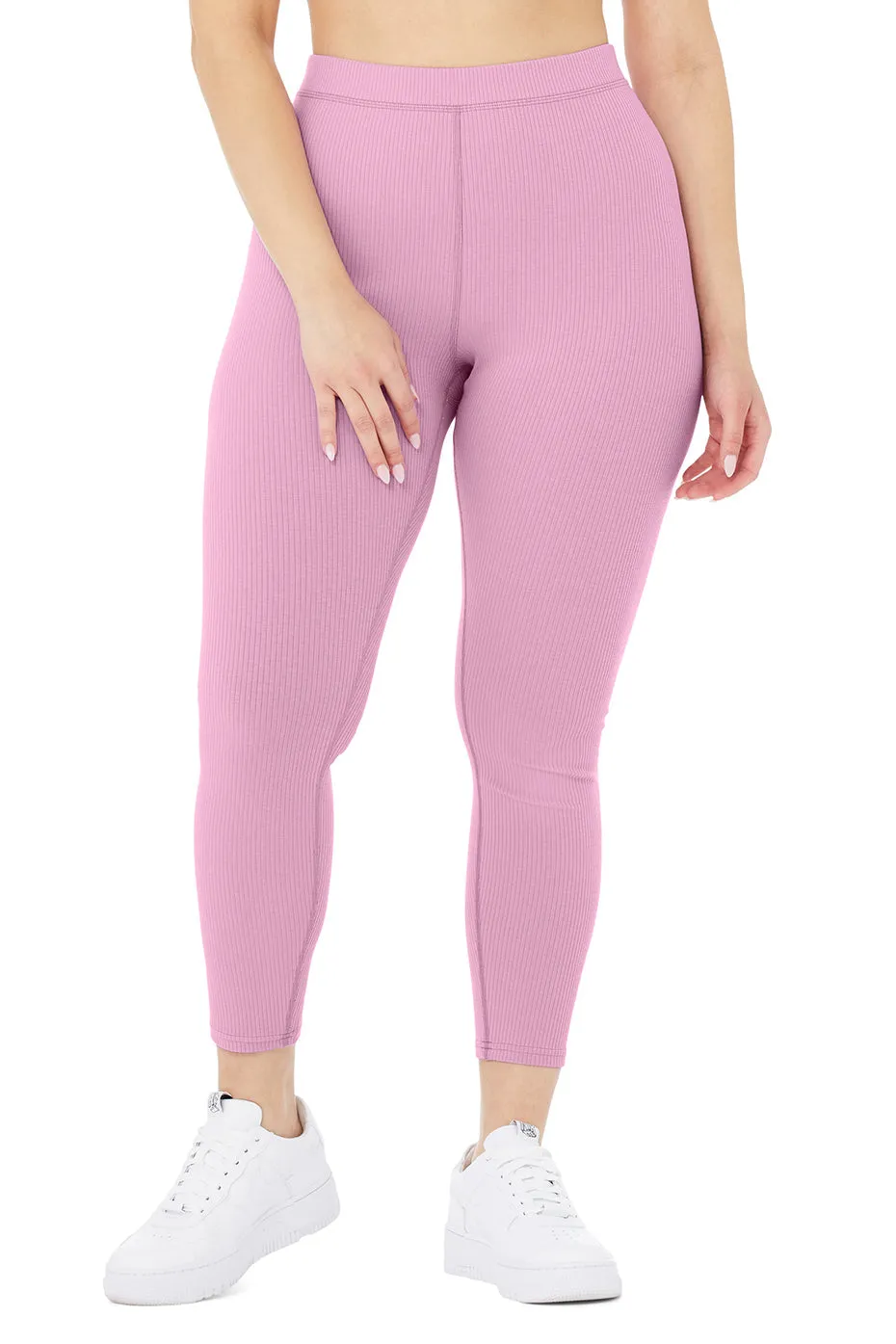 Ribbed High-Waist 7/8 Blissful Legging - Pink Lavender