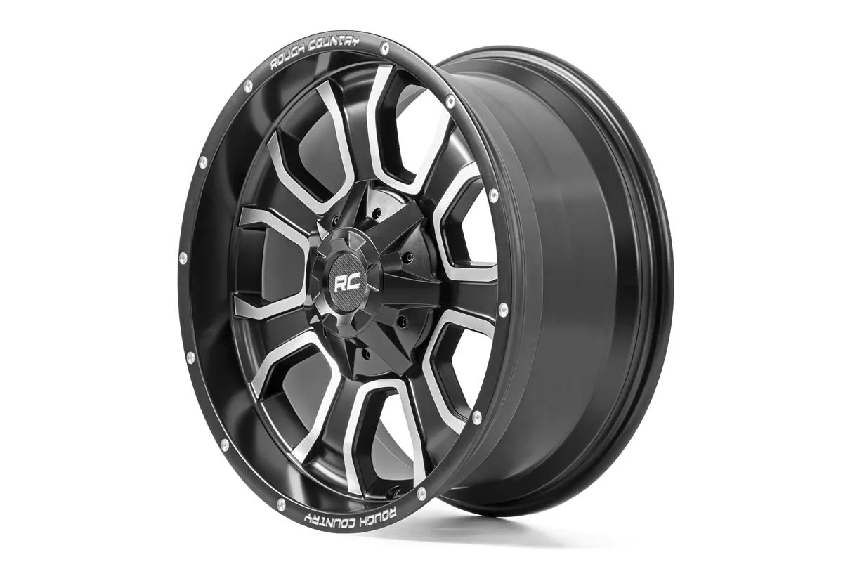 Rough Country 93 Series Wheel | One-Piece | Machined Black | 20x9 | 6x5.5/6x135 | 0mm | 2002-2006