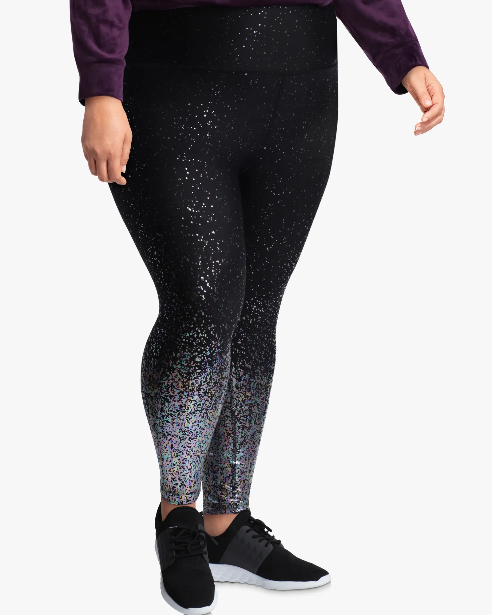 Roxbury Metallic Compression Legging | Black / Silver