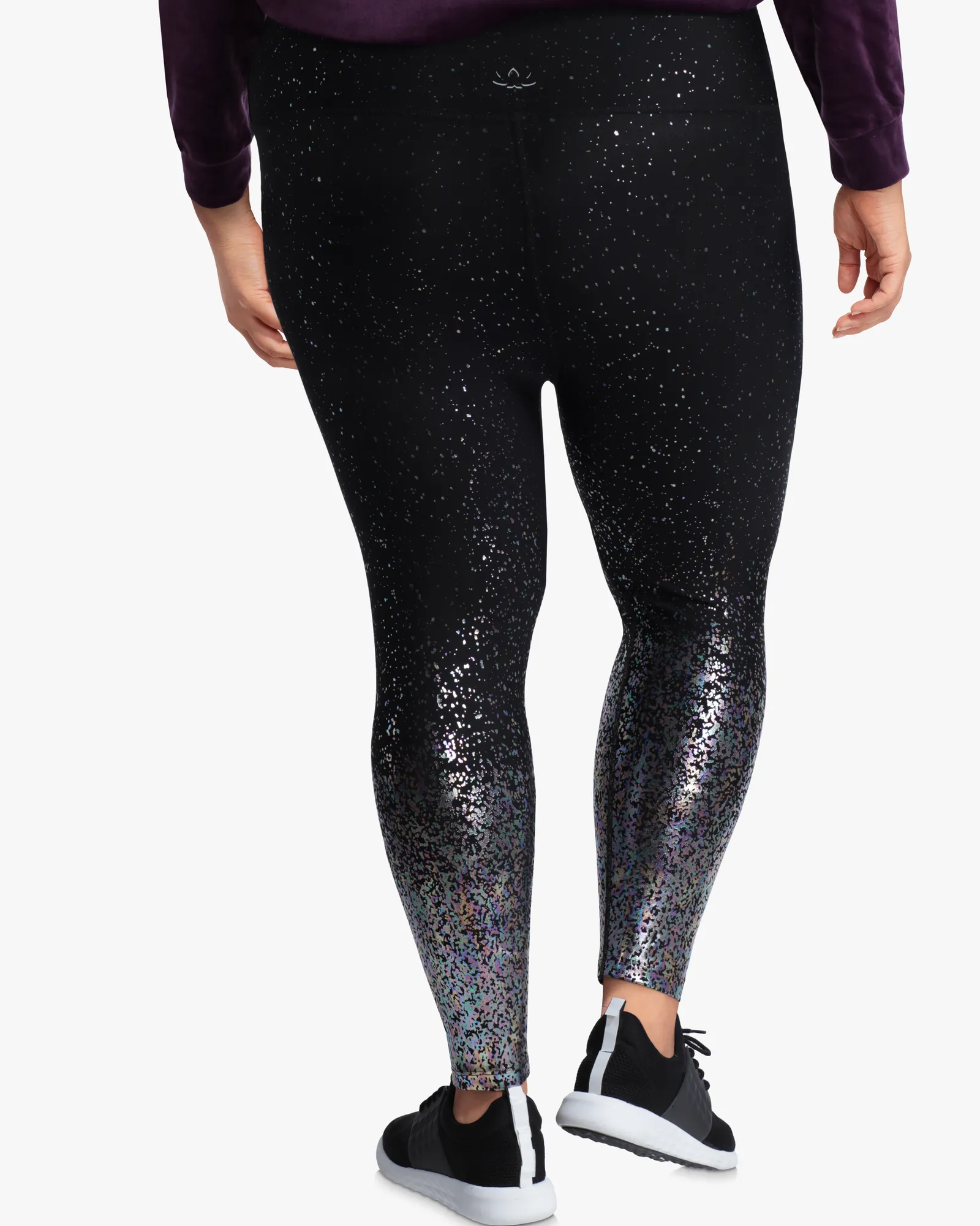 Roxbury Metallic Compression Legging | Black / Silver