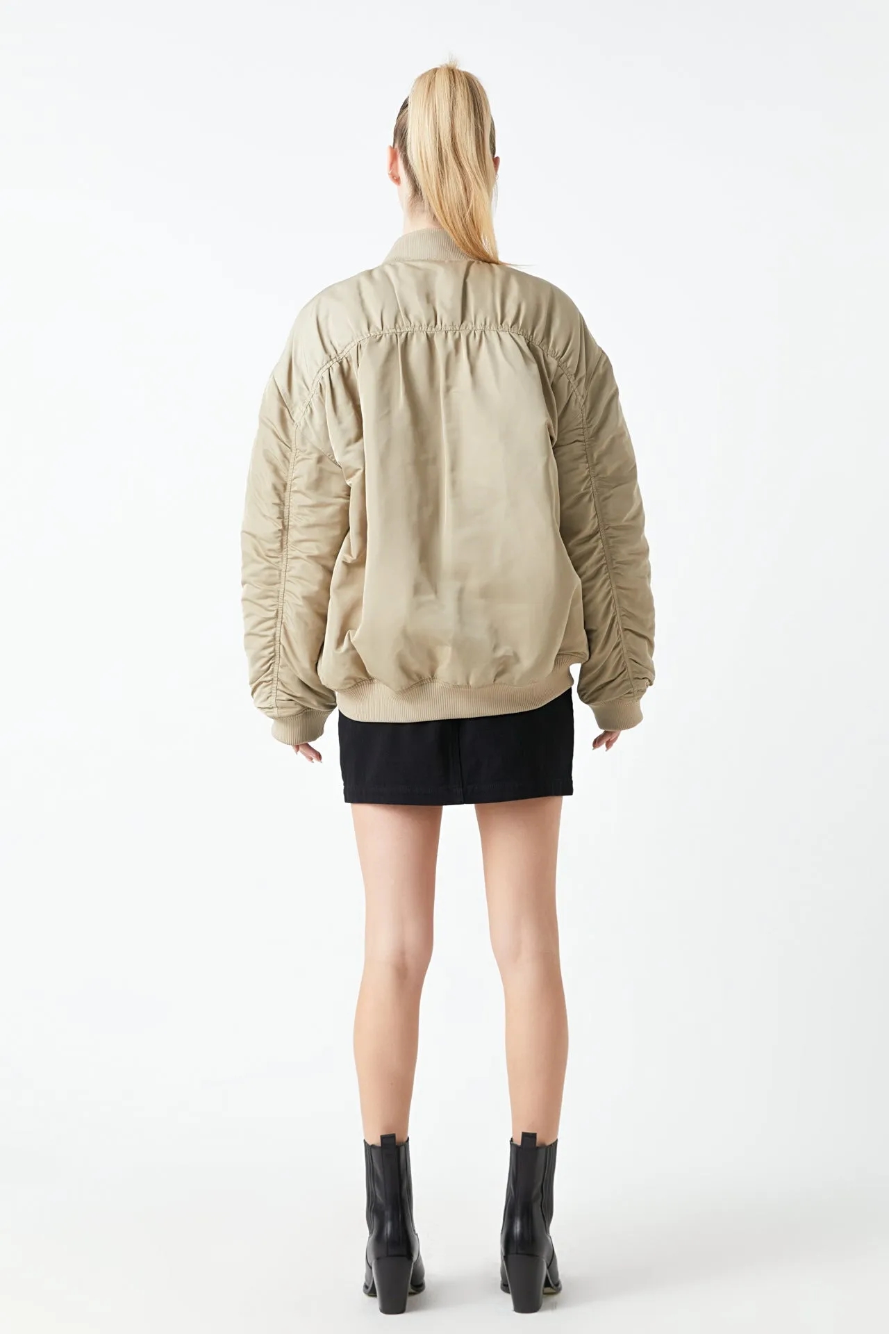 Ruched Bomber Jacket