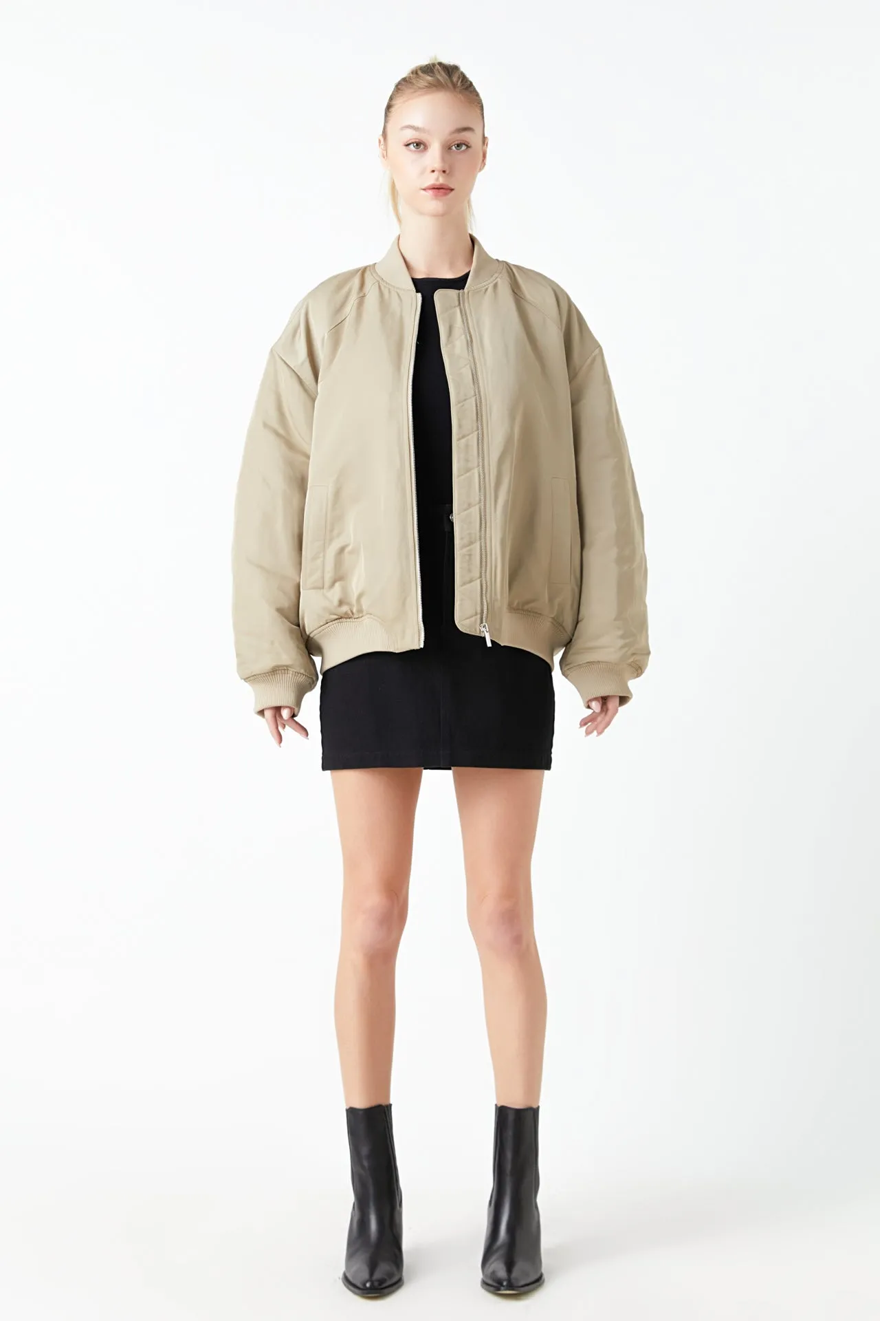 Ruched Bomber Jacket