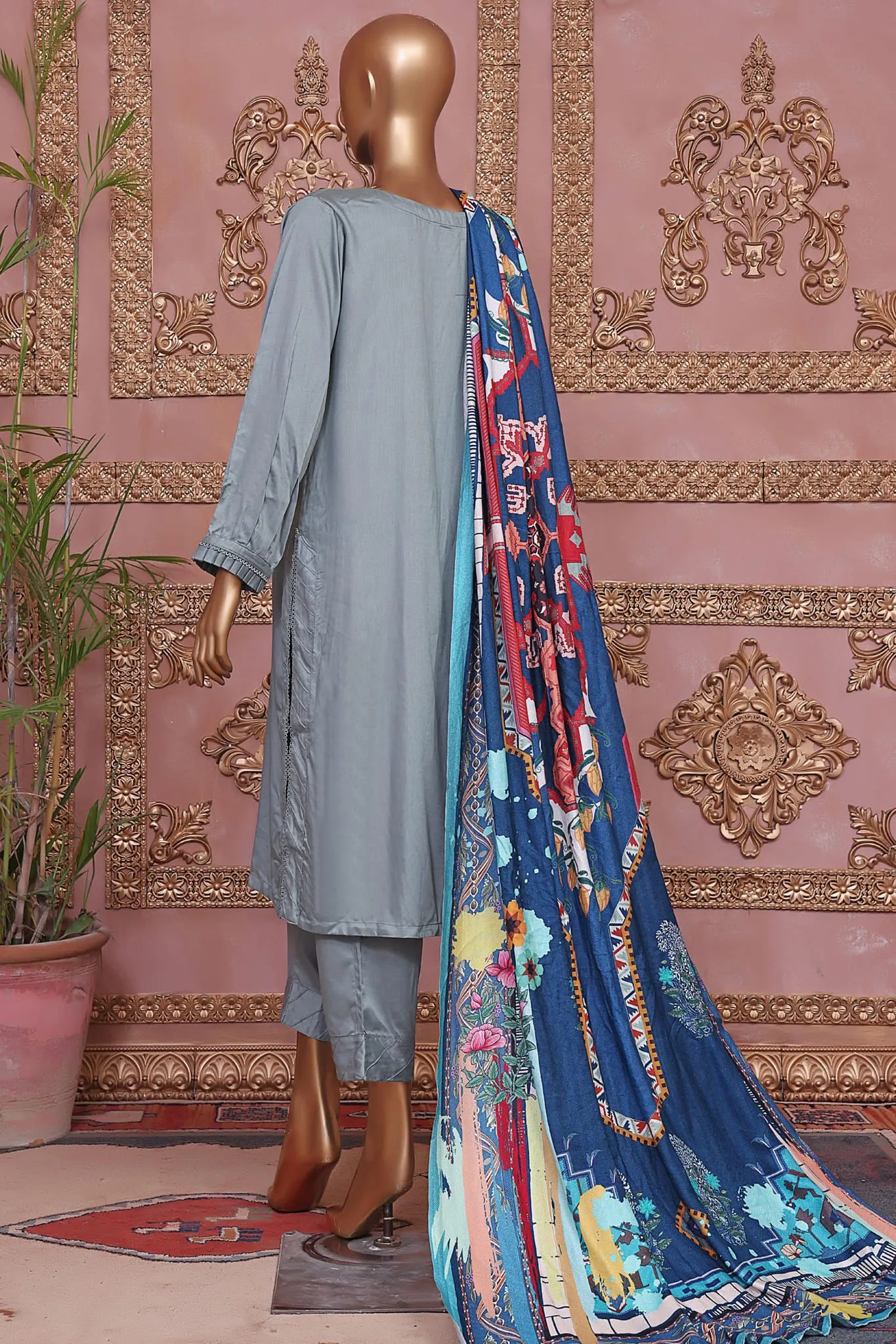 Sada Bahar Stitched 3 Piece Corduroy Solids Shawl Collection'2022-CS-09-Azure