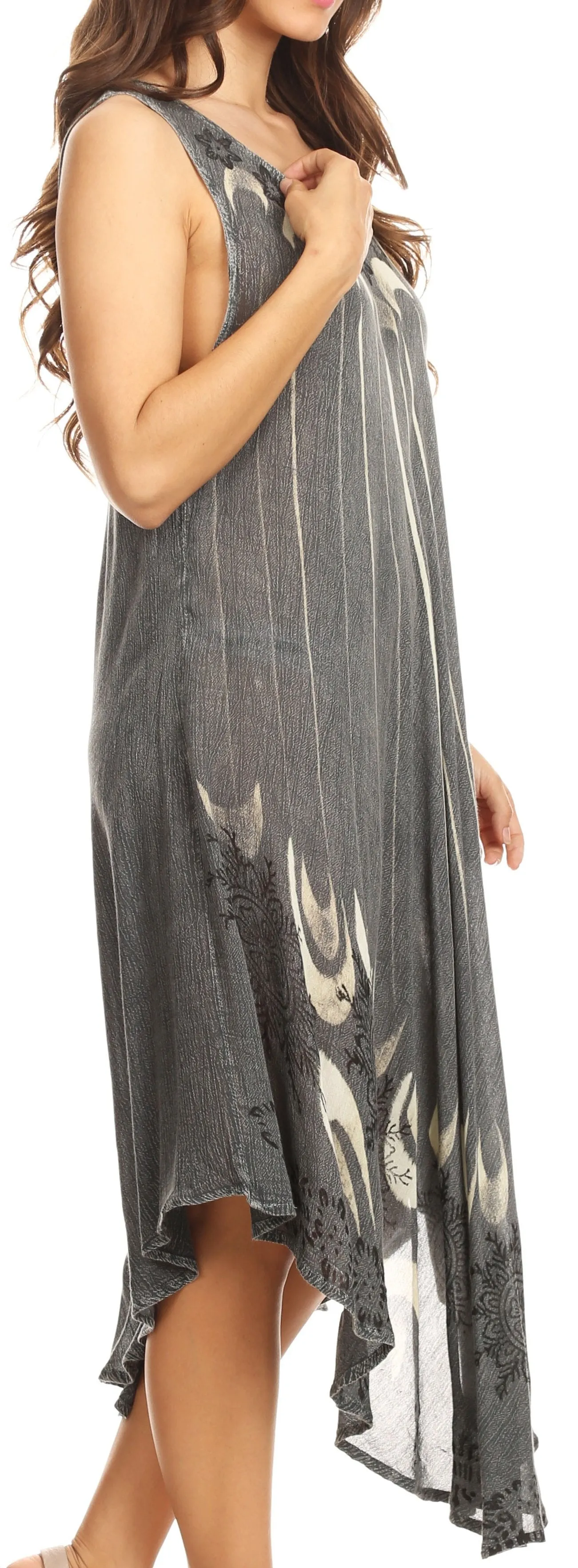 Sakkas Ecrin Women Tie-dye Sleeveless Stonewashed Caftan Cover up Dress Flowy