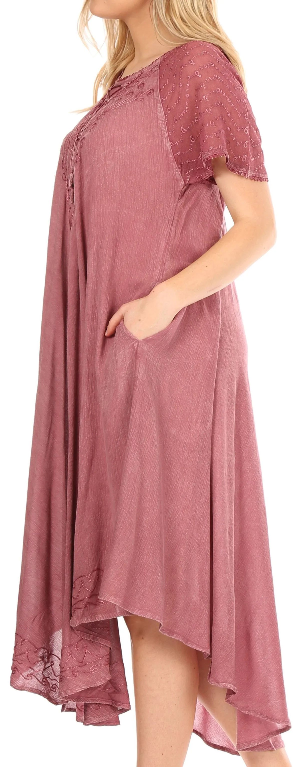 Sakkas Helena Embroidered Nightgown / Women Sleepwear with Eyelet Sleeves