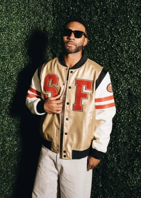 SAN FRANCISCO 49ERS UNISEX METALLIC BOMBER - GOLD