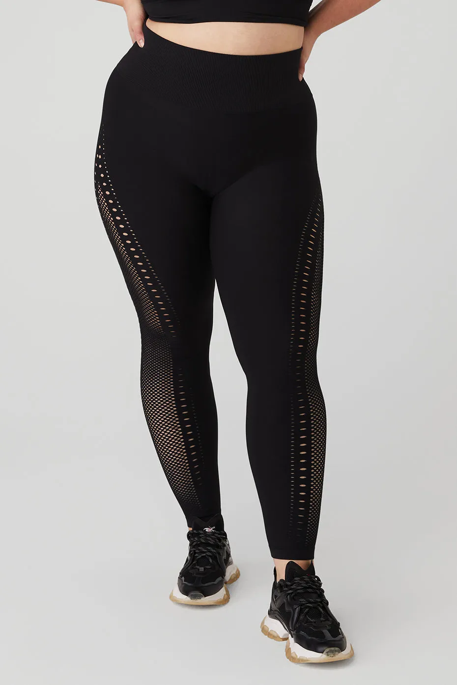 Seamless High-Waist 7/8 Open Air Legging - Black