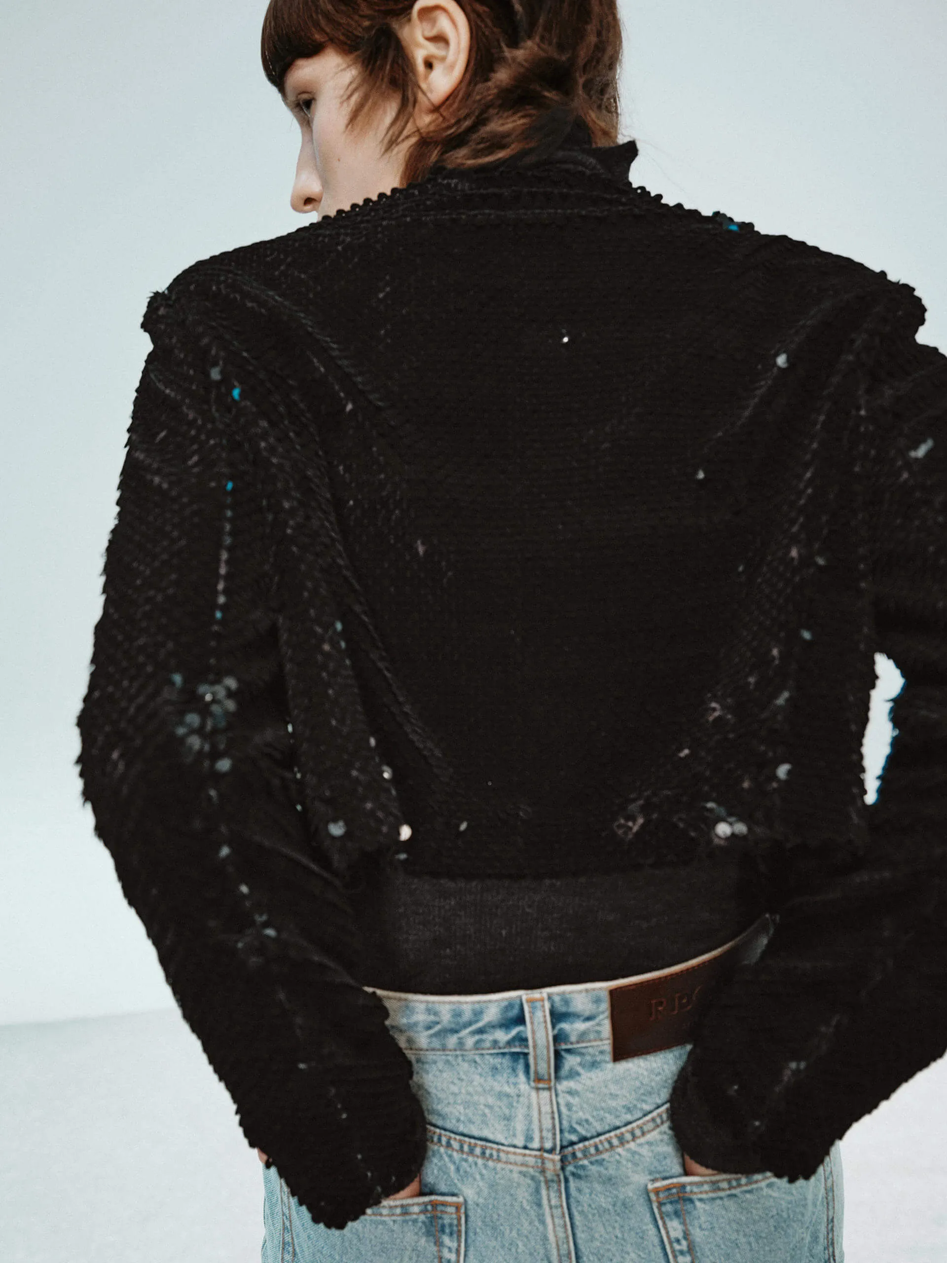 Sequins Finish Cropped Coat