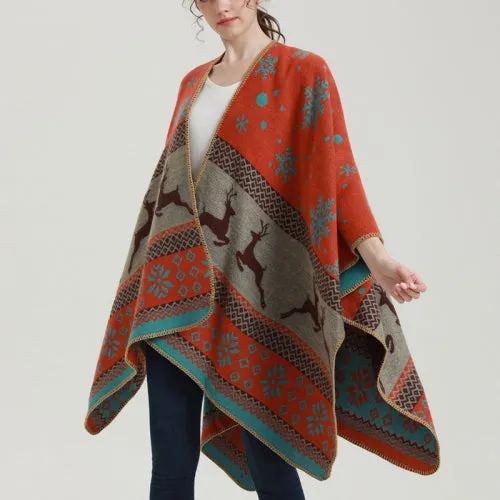 Shawl women's outfit imitation cashmere scarf, autumn and winter cape, blanket, dual-purpose ethnic style tourism