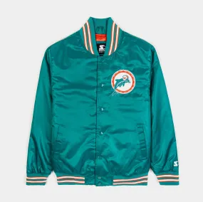 Shoe Palace Exclusive Miami Dolphins Satin Bomber Mens Jacket (Blue/Orange)