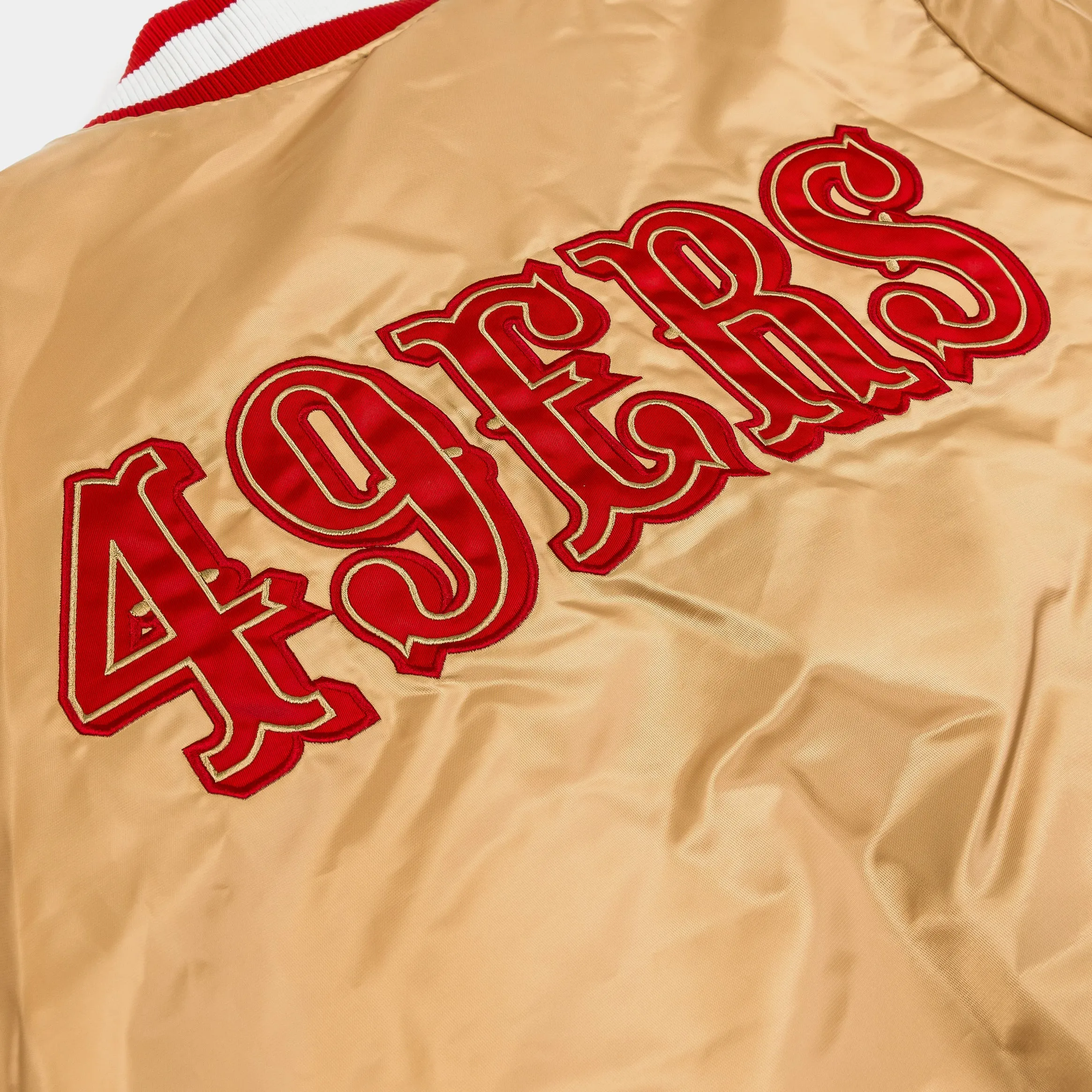 Shoe Palace Exclusive San Francisco 49ers 1980's Satin Bomber Mens Jacket (Gold)