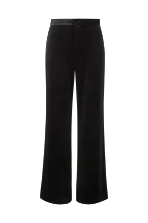 Sienna Straight Leg Velvet Trouser In Black