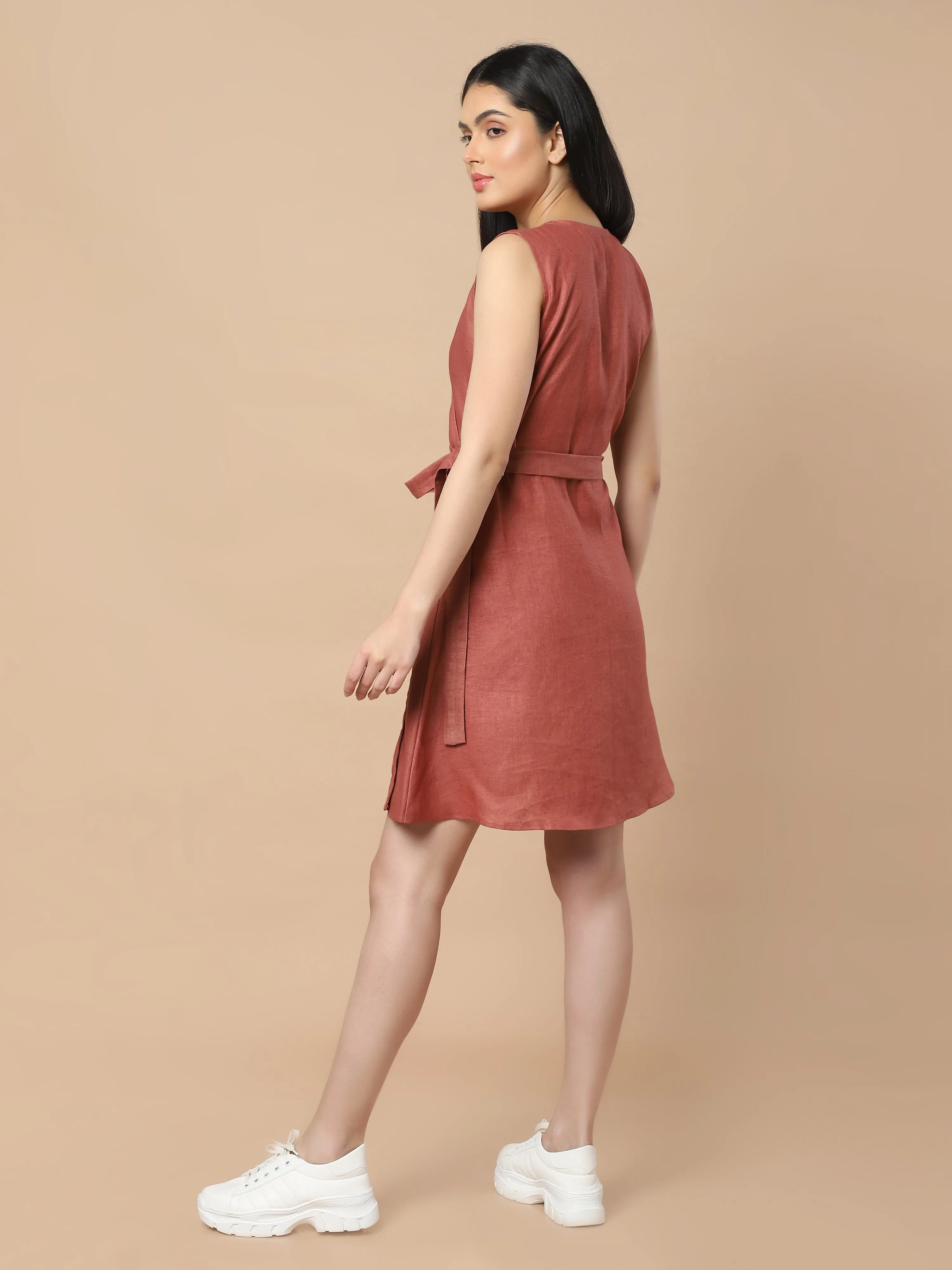 Sleeveless Hemp Wrap Dress