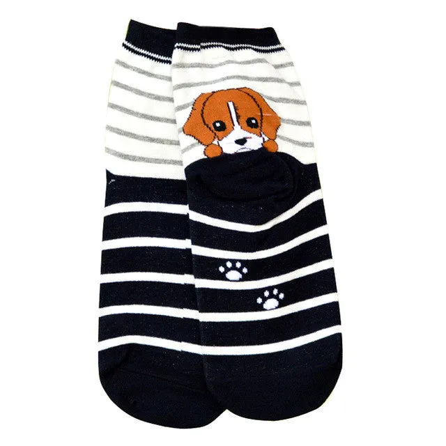 Socks Girls calcetines mujer Fashion 3D Print Funny Low Cut Xmas Socks Cotton Animal Dog Casual Sock meias