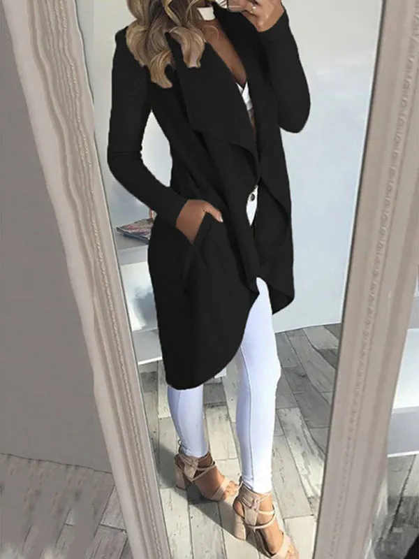 Solid Color Open Front Cardigan